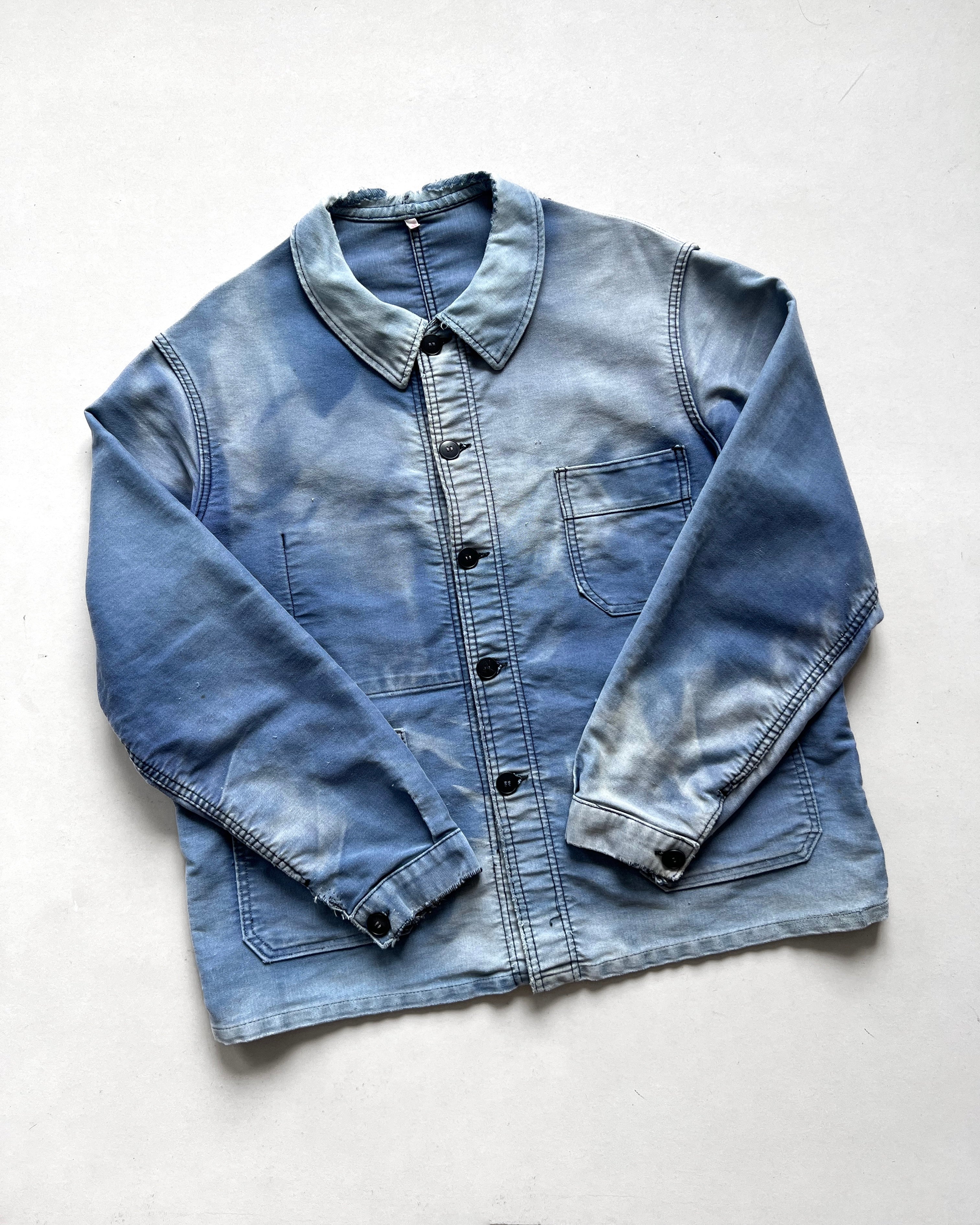 1950S FADED ADOLPHE LAFONT FRENCH MOLESKIN WORK JACKET (L)