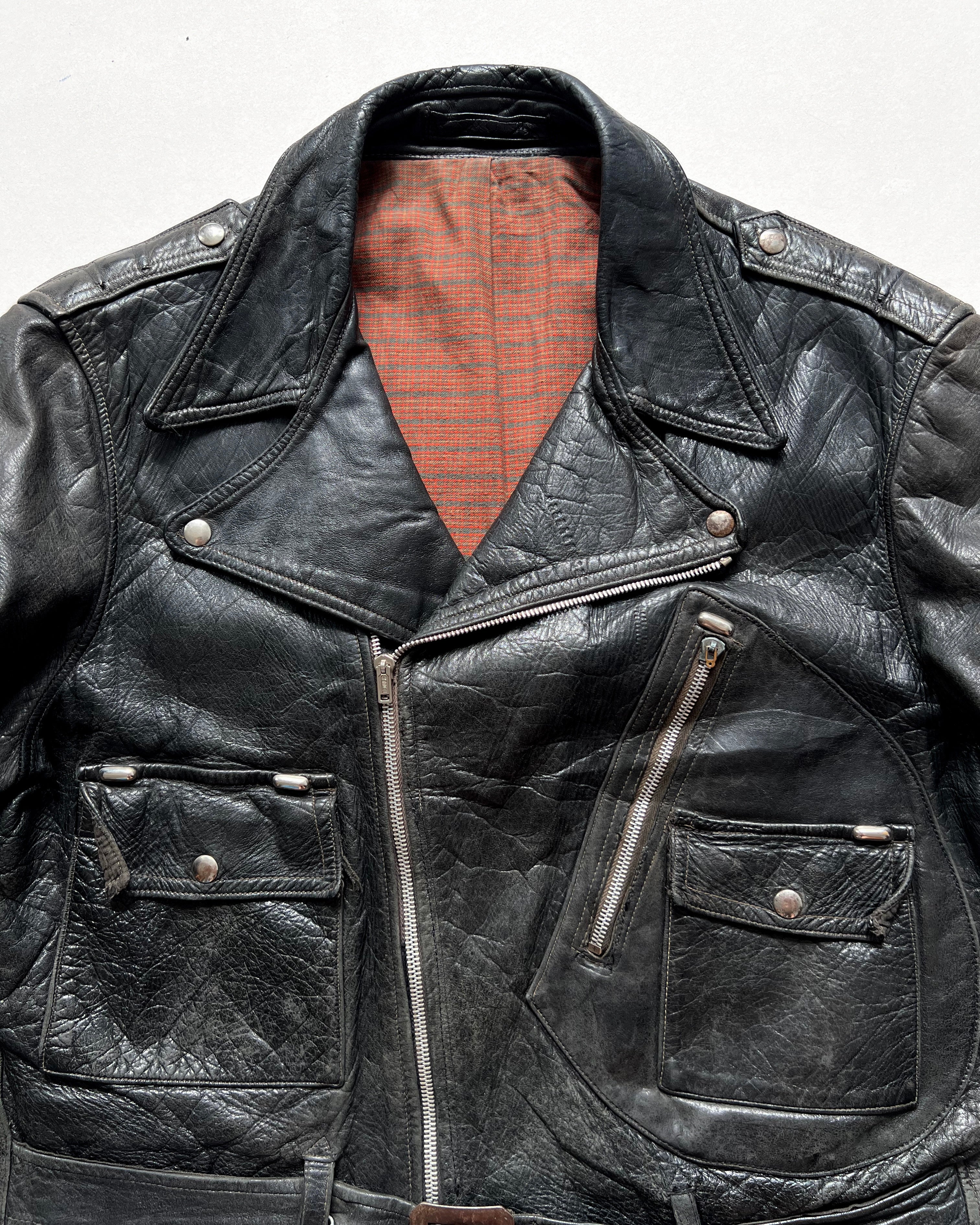 1950S 'D' POCKET MOTORCYCLE LEATEHR JACKET (L)