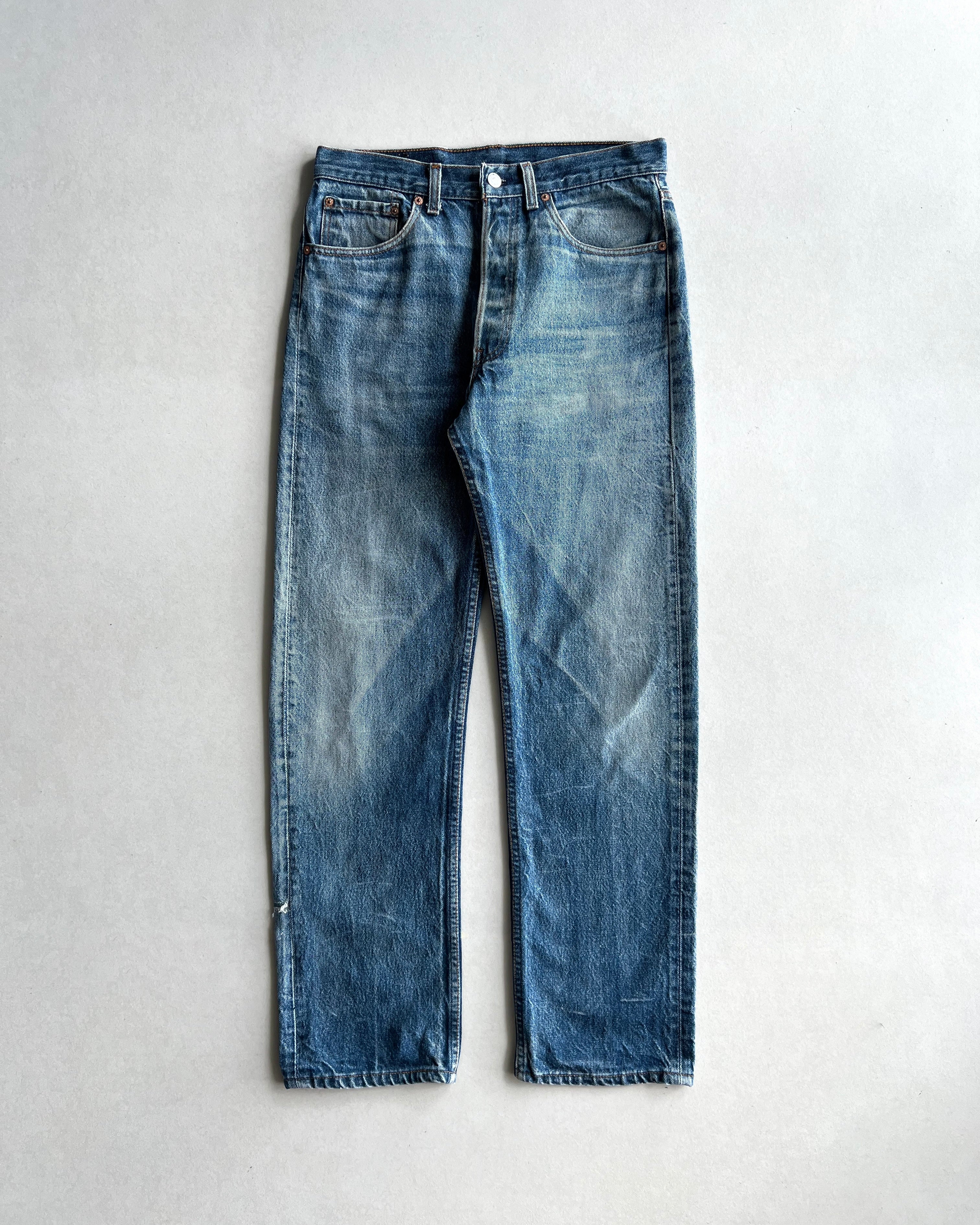 1990S FADED WASHED LEVI'S 501 REPAIRED JEANS (32X33)