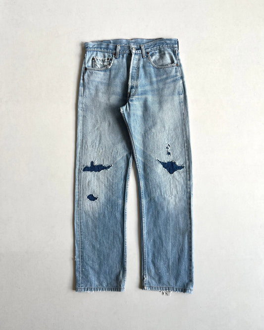 1980S FADED LEVI'S 501 REPAIRED JEANS (31)