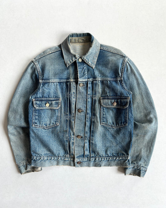 1950S FADED LEVI'S 507XX BIG E TYPE II DENIM JACKET (M)