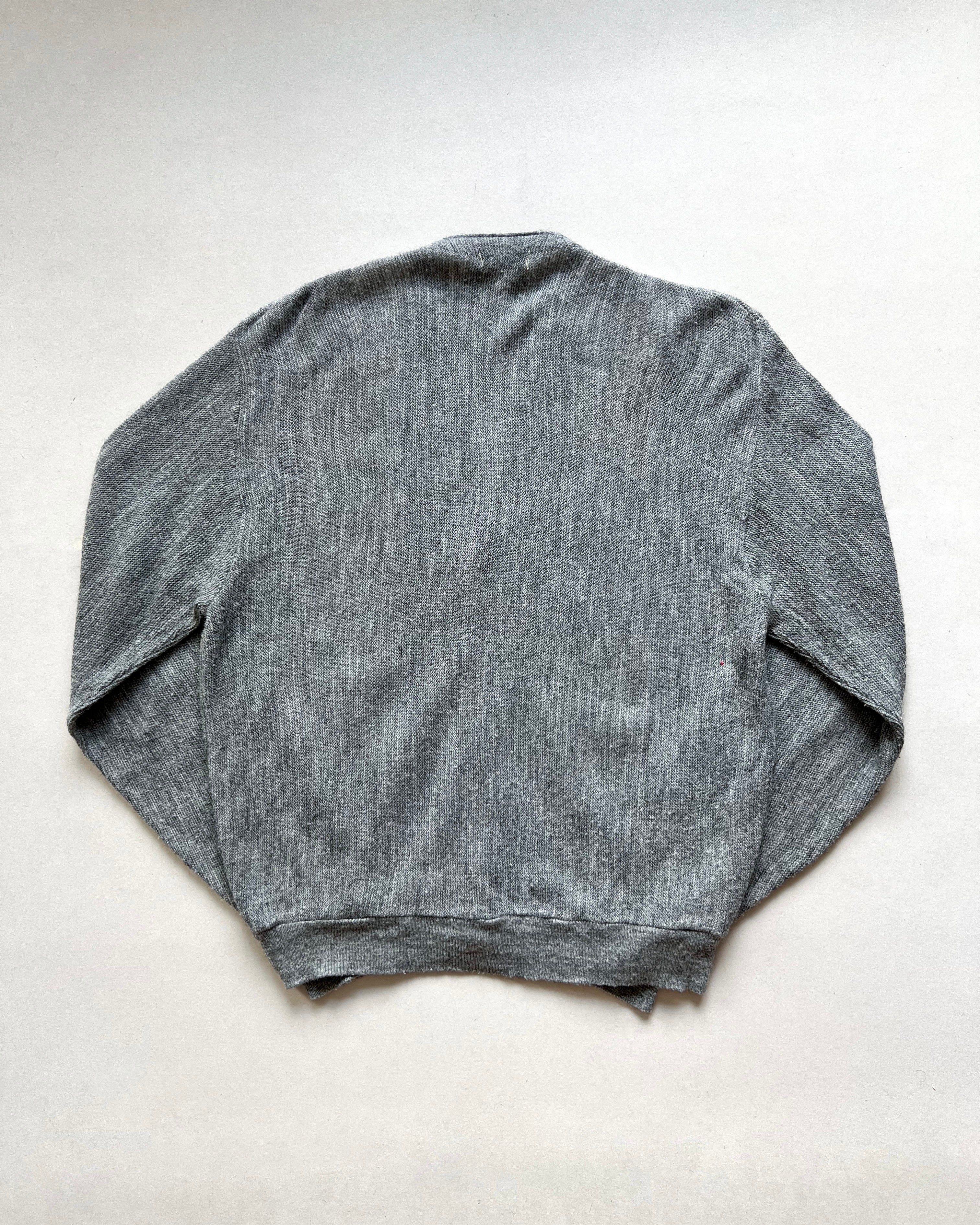 1960S GREY THREE-TONE ACRYLIC CARDIGAN (L)