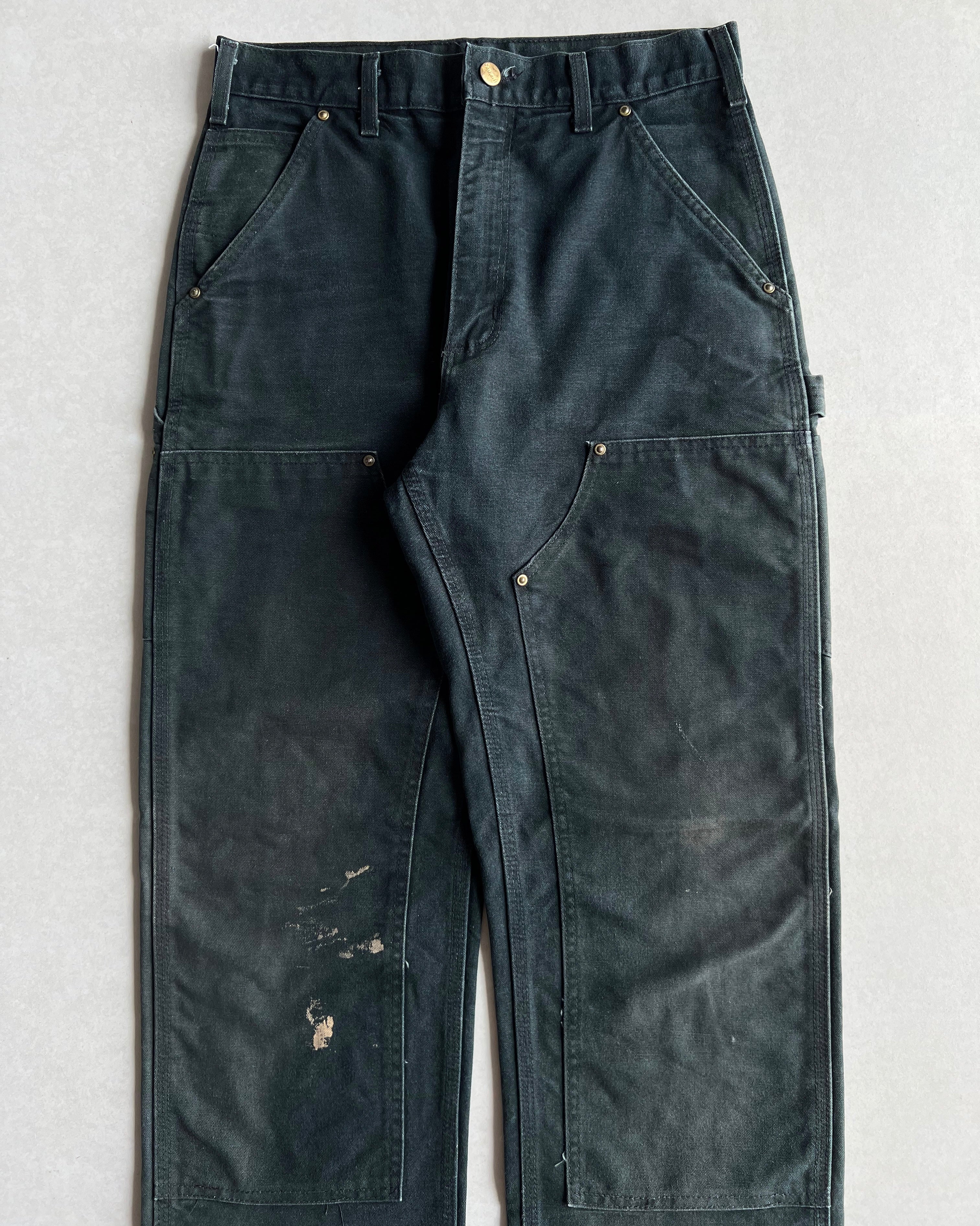 1990S FADED BLACK CARHARTT DOUBLE KNEE PANTS (30X32)