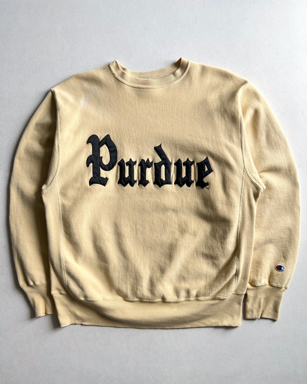 1990S YELLOW CHAMPION 'PURDUE' REVERSE WEAVE SWEATSHIRT (XL)