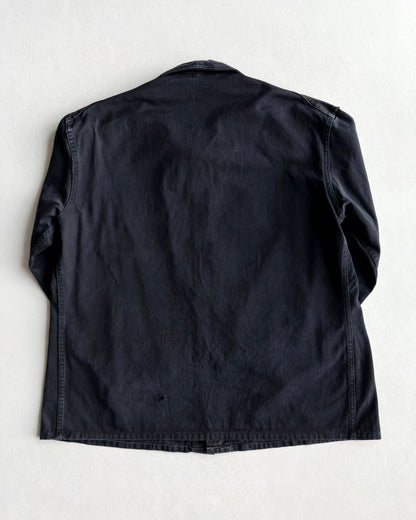 1960S BLACK FRENCH WORK CHORE JACKET (L)