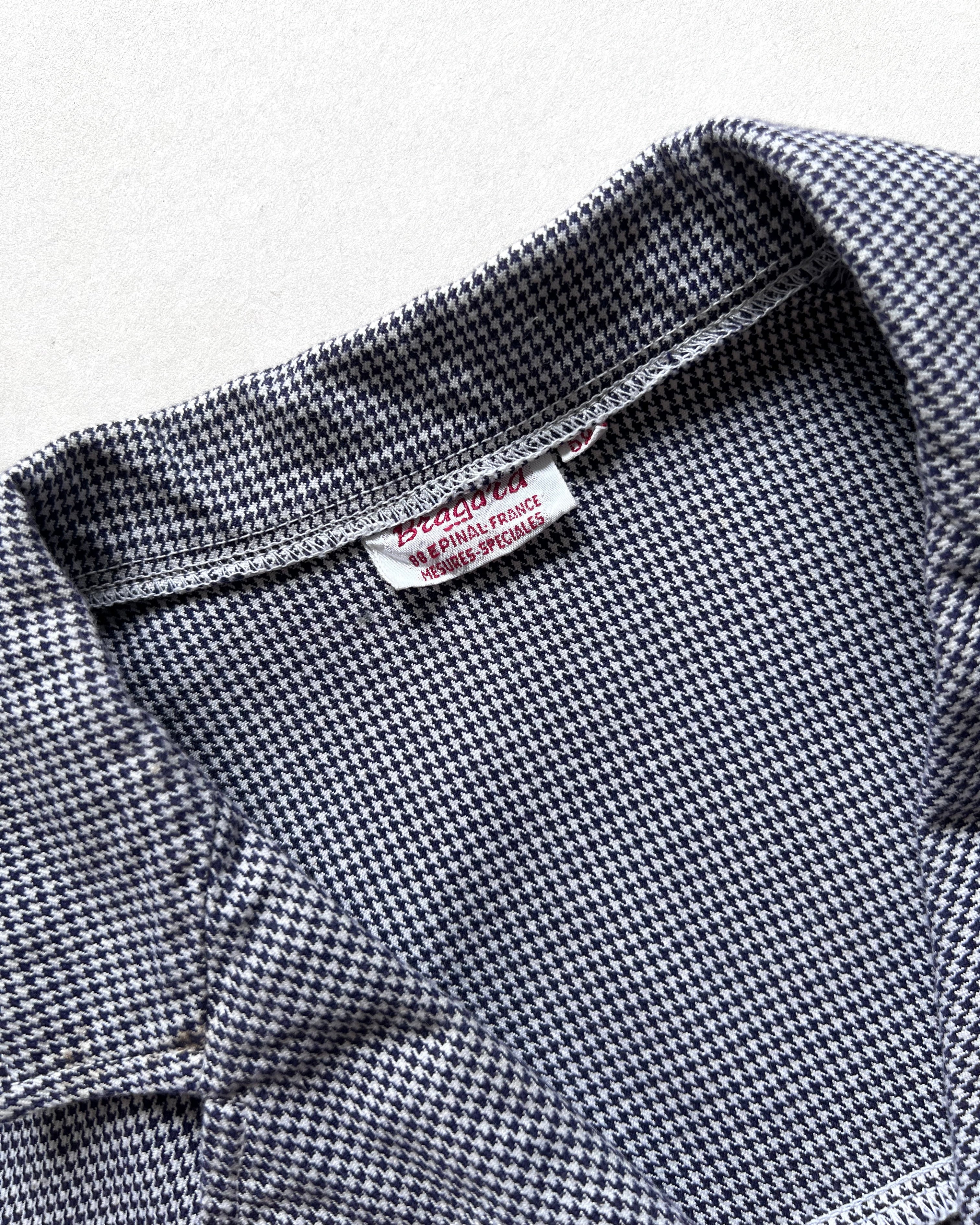 1960S BRAGARD FRENCH HOUNDSTOOTH SHORT SLEEVES SHIRT (L)