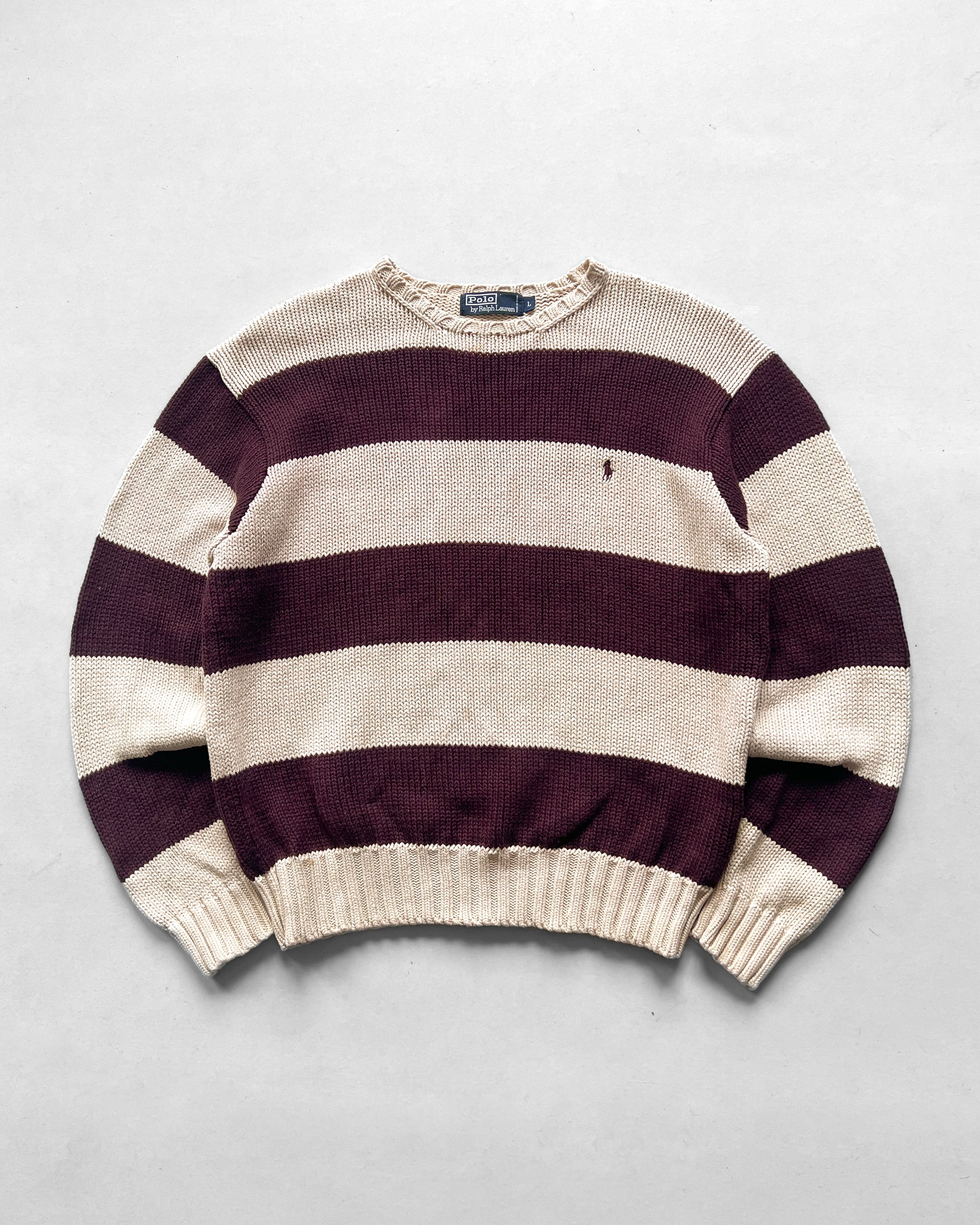 1990S RALPH LAUREN STRIPES KNITTED SWEATER (L)
