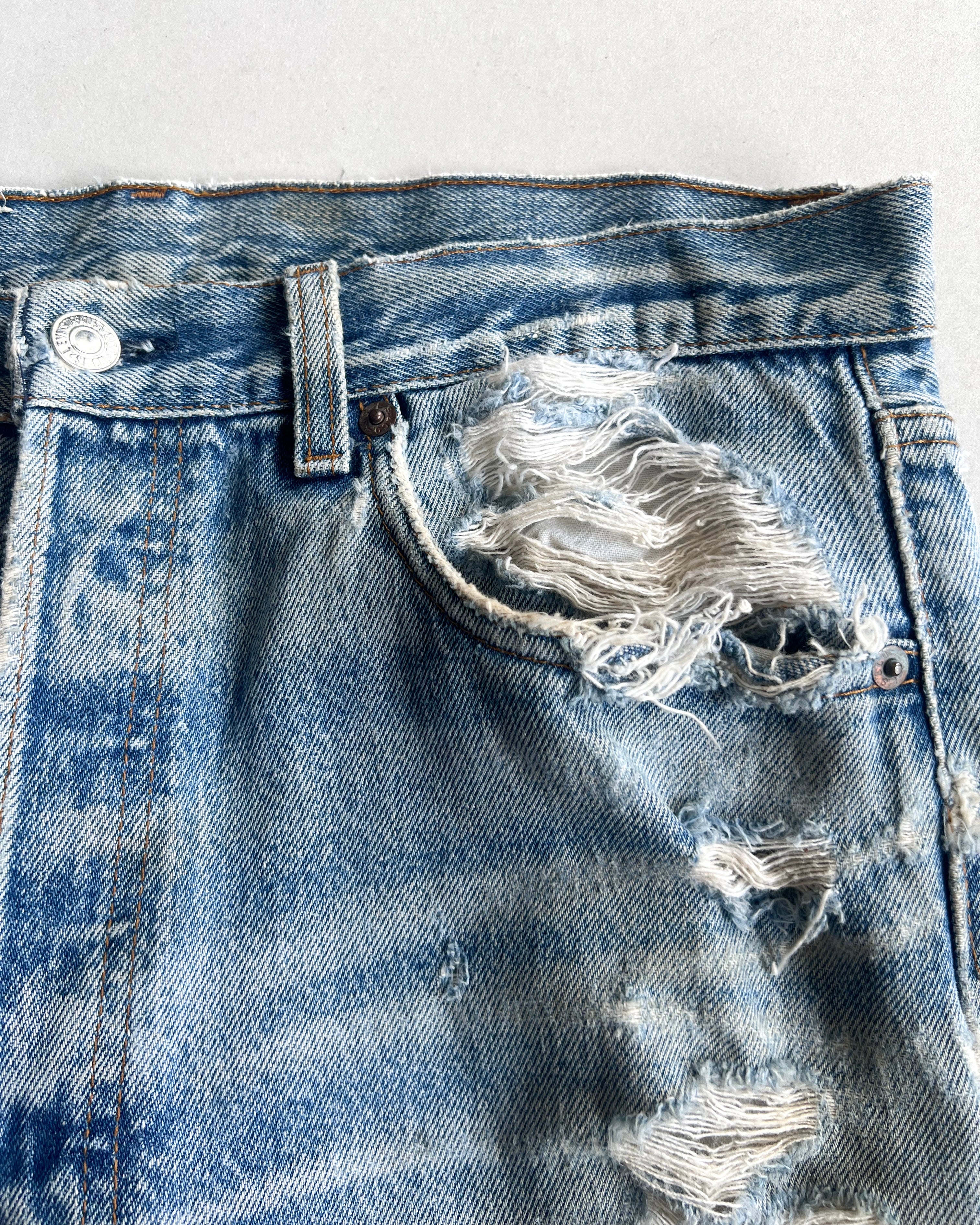 1980S FADED WASHED LEVI'S 501 DISTRESSED JEANS (33)
