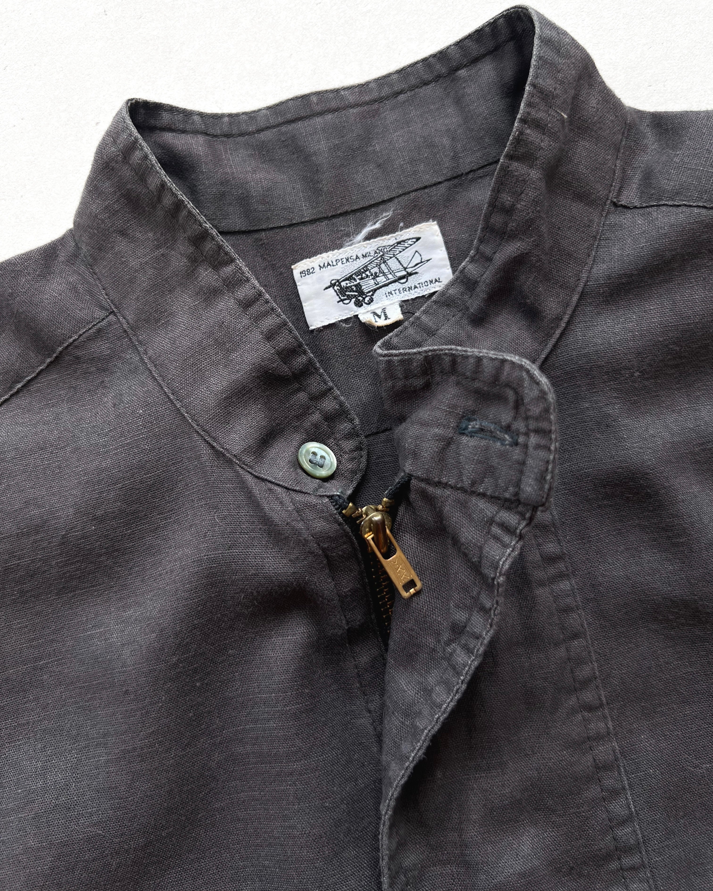 1980S MALPEXSA MILANO QUARTER-ZIP LINEN SHIRT (M)