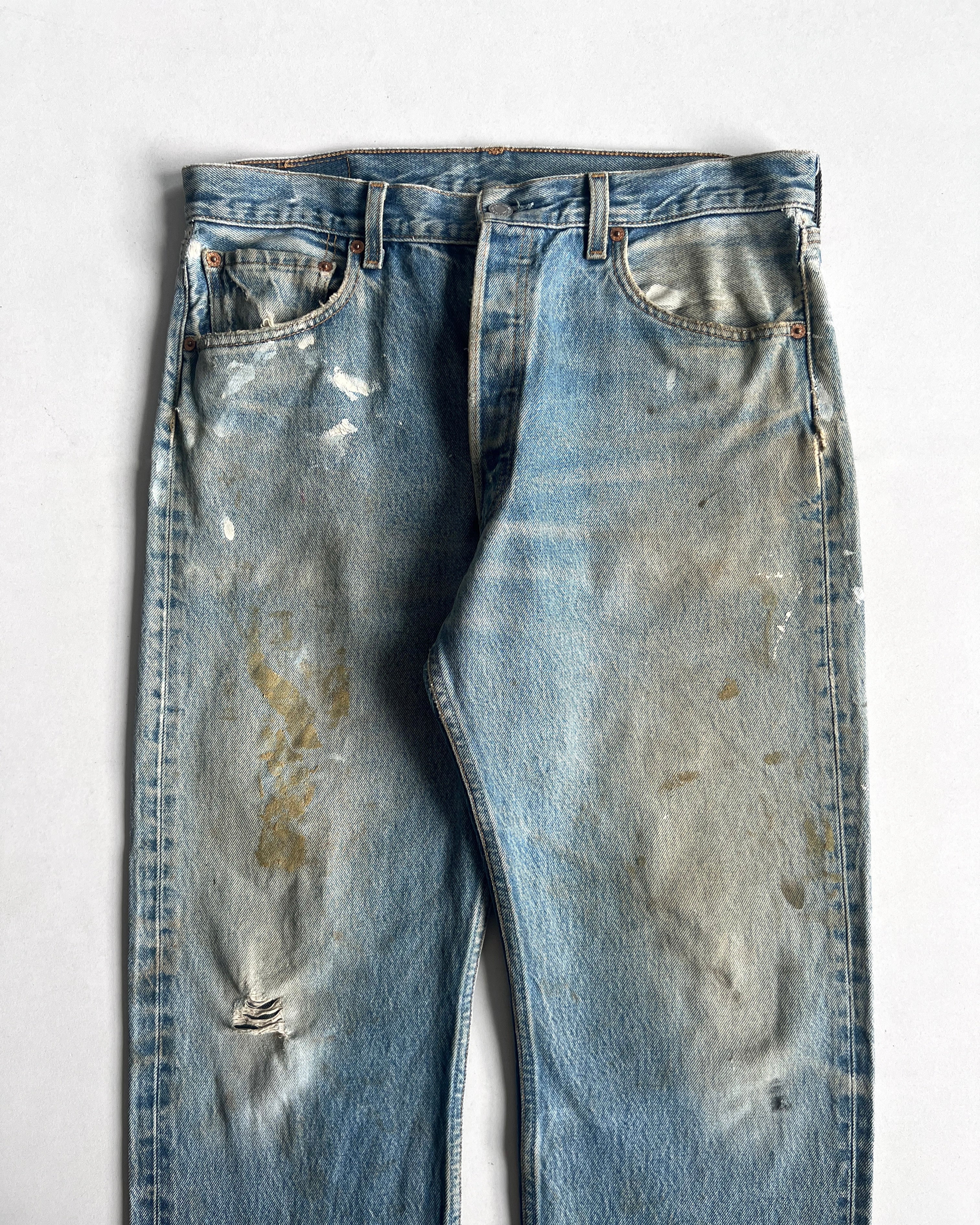 1990S FADED WASHED LEVI'S 501 PAINTER JEANS (34)
