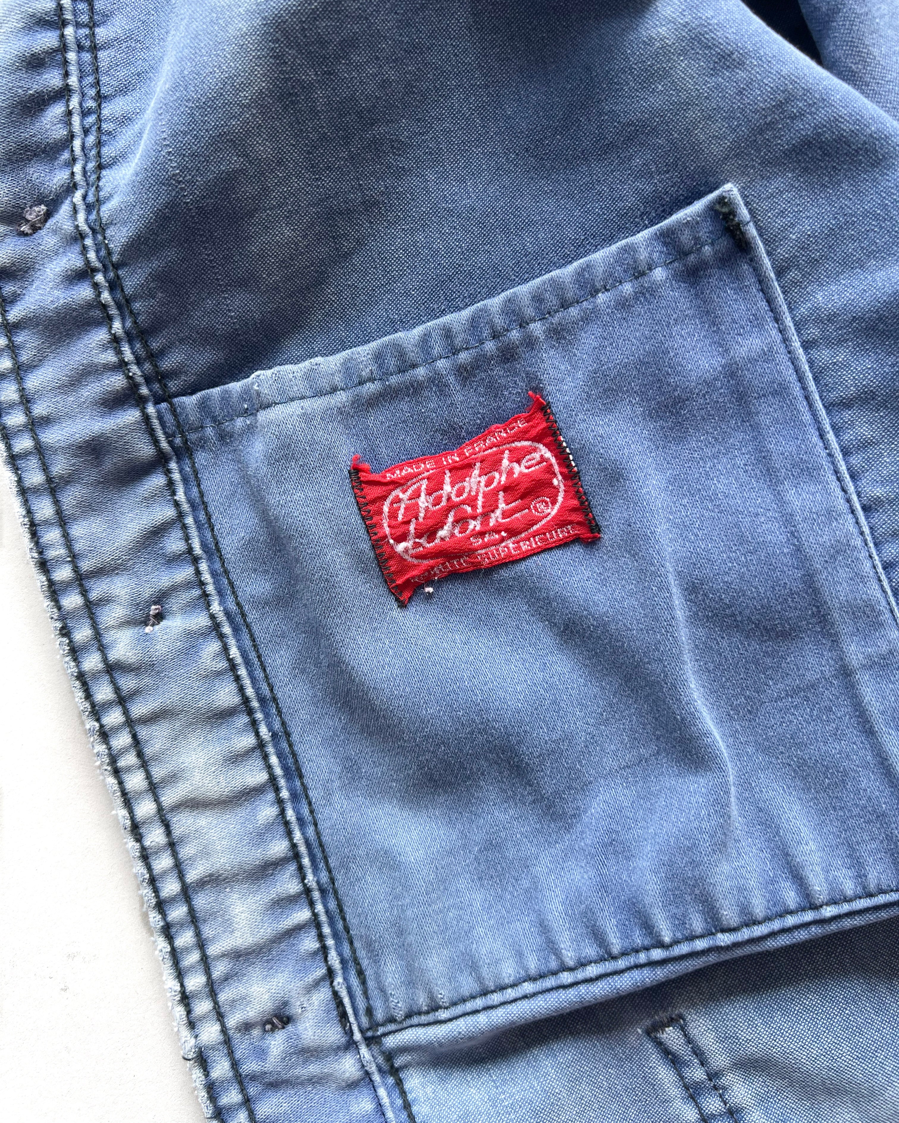 1950S FADED ADOLPHE LAFONT FRENCH MOLESKIN WORK JACKET (L)