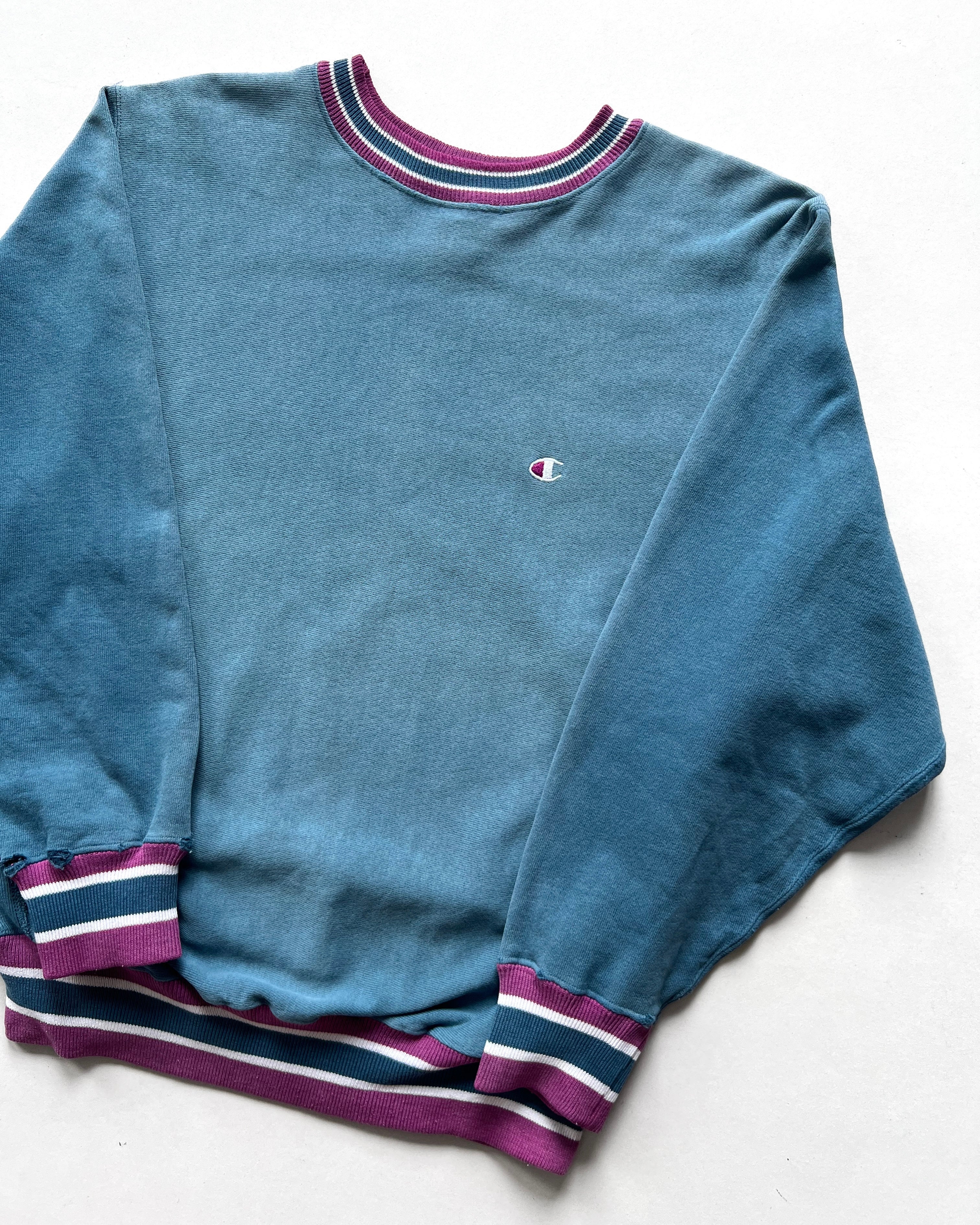 1990S CHAMPION 3-TONES REVERSE WEAVE LOGO SWEATSHIRT (L)