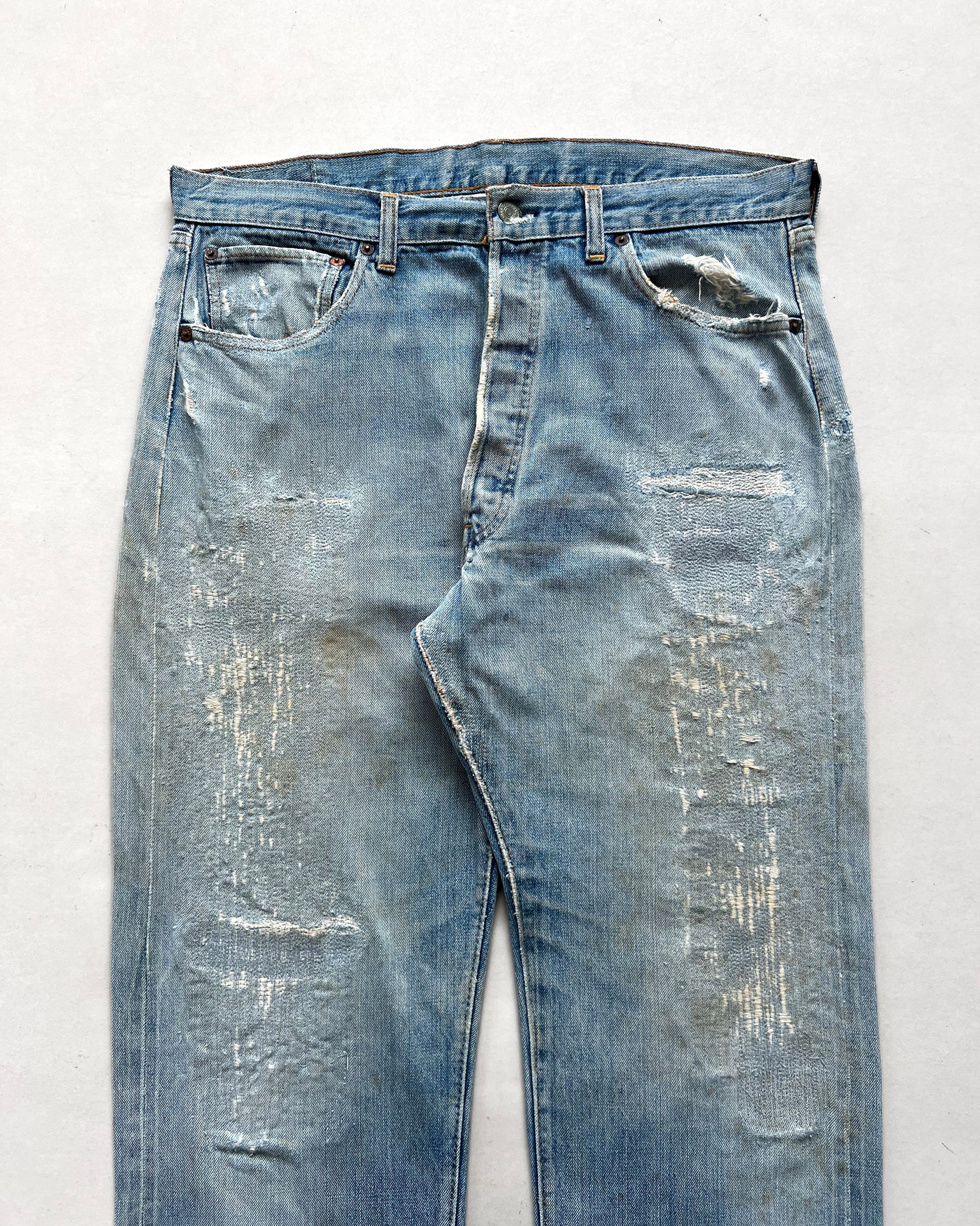 1970S LEVI'S 501 REDLINE SELDVEDGE REPAIRED JEANS (36)
