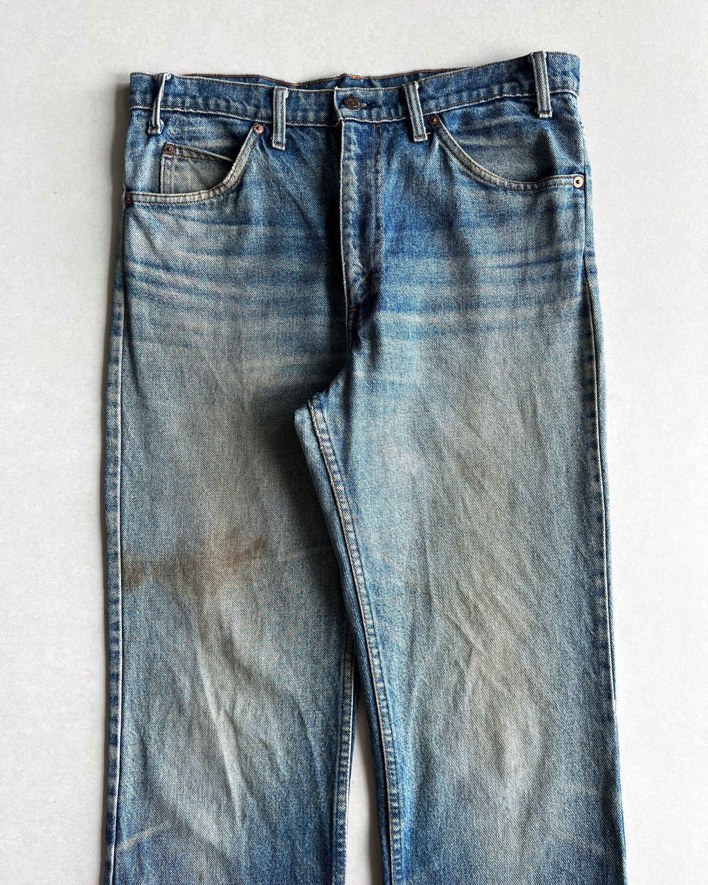 1970S FADED WASHED LEVI'S 517 FLARE JEANS (34X36)