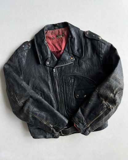 1950S HERCULES SEARS 'D' POCKET HORSEHIDE LEATHER BIKER JACKET (L)