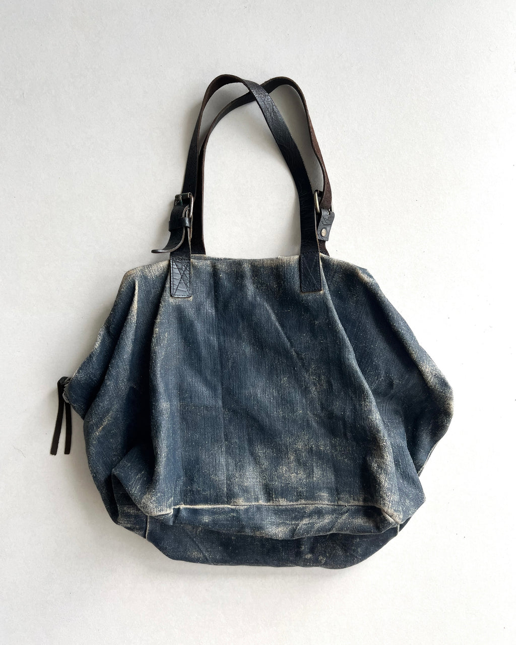 SAISEI VINTAGE REMAKE LEATHER/LINEN BAG (OS)