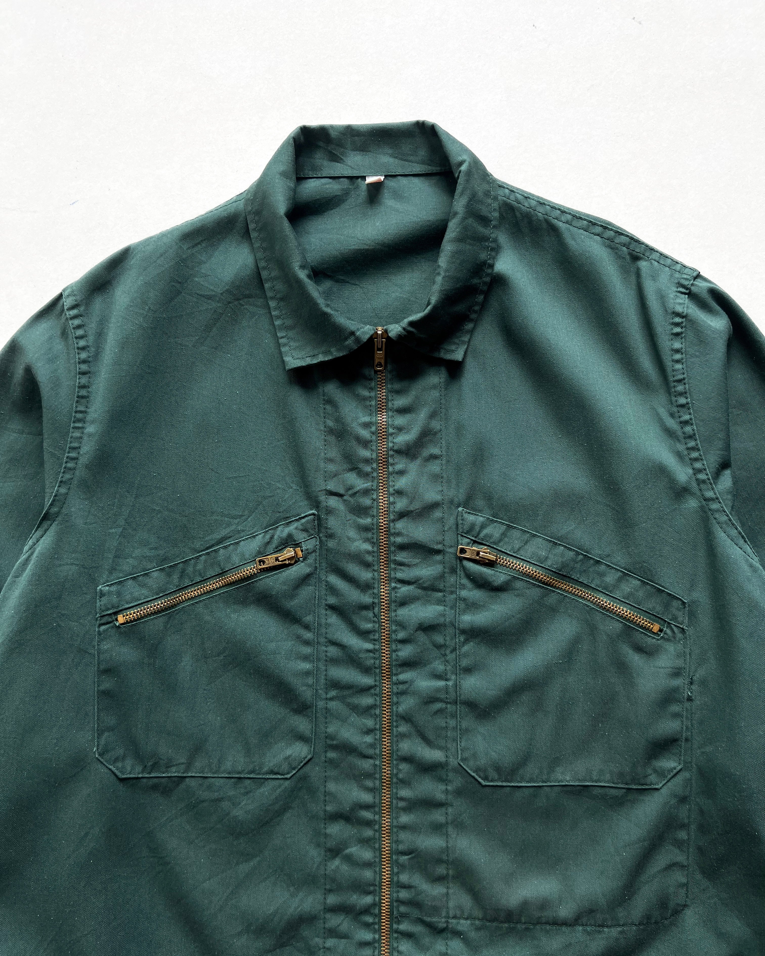 1970S GREEN FRENCH CYCLIST WORK JACKET (L)