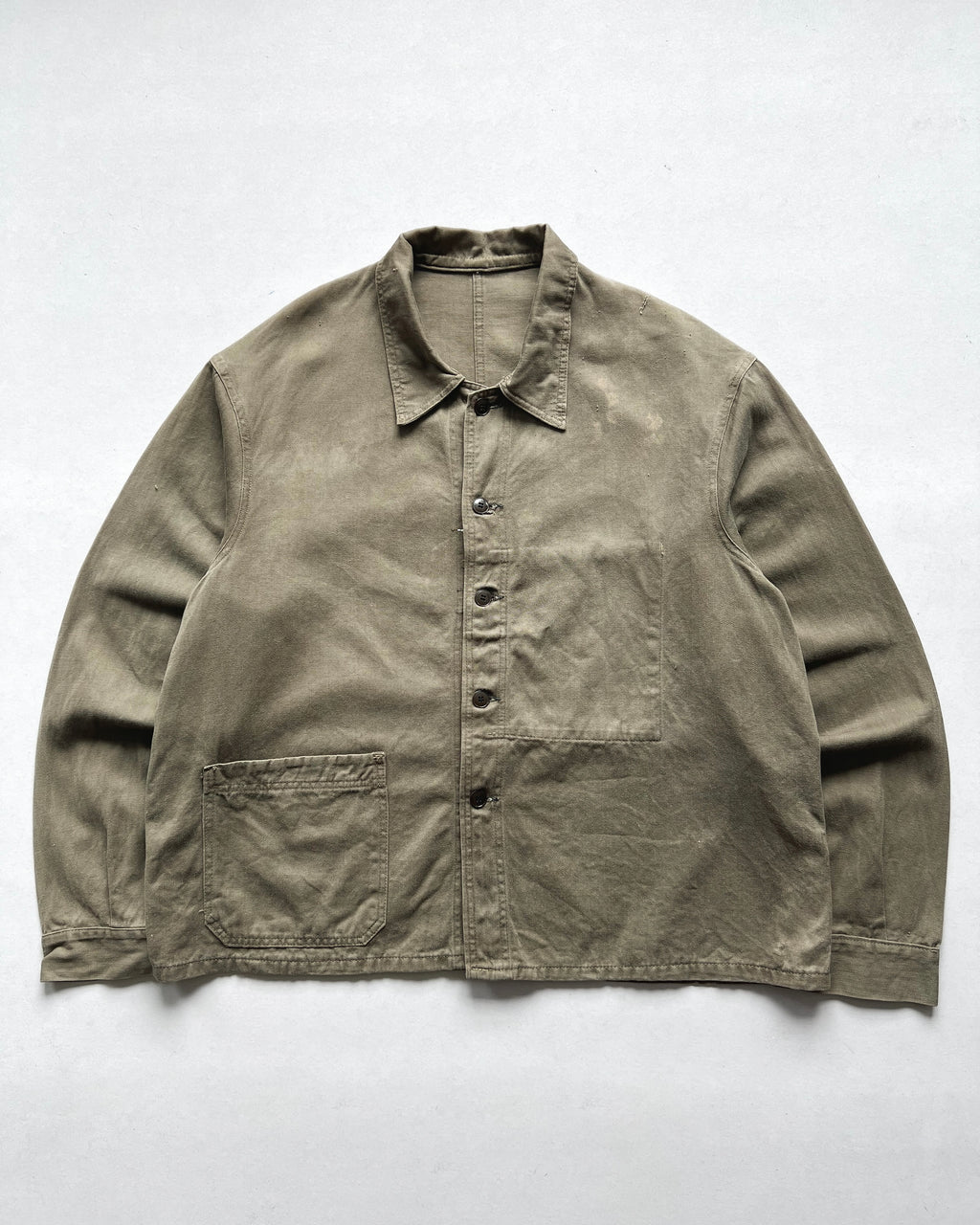1970S FRENCH HBT WORK CHORE JACKET (XL)