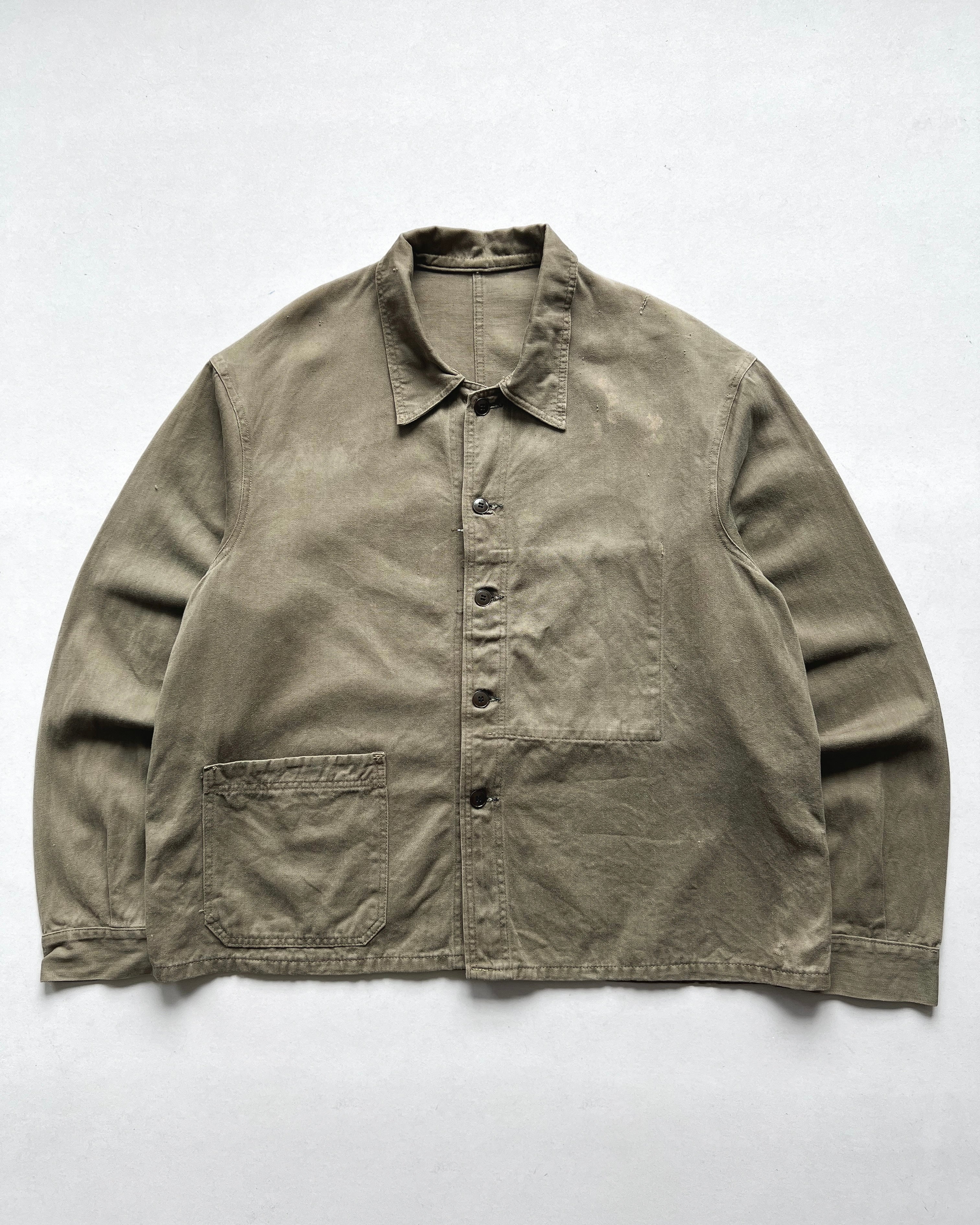 1970S FRENCH HBT WORK CHORE JACKET (XL)