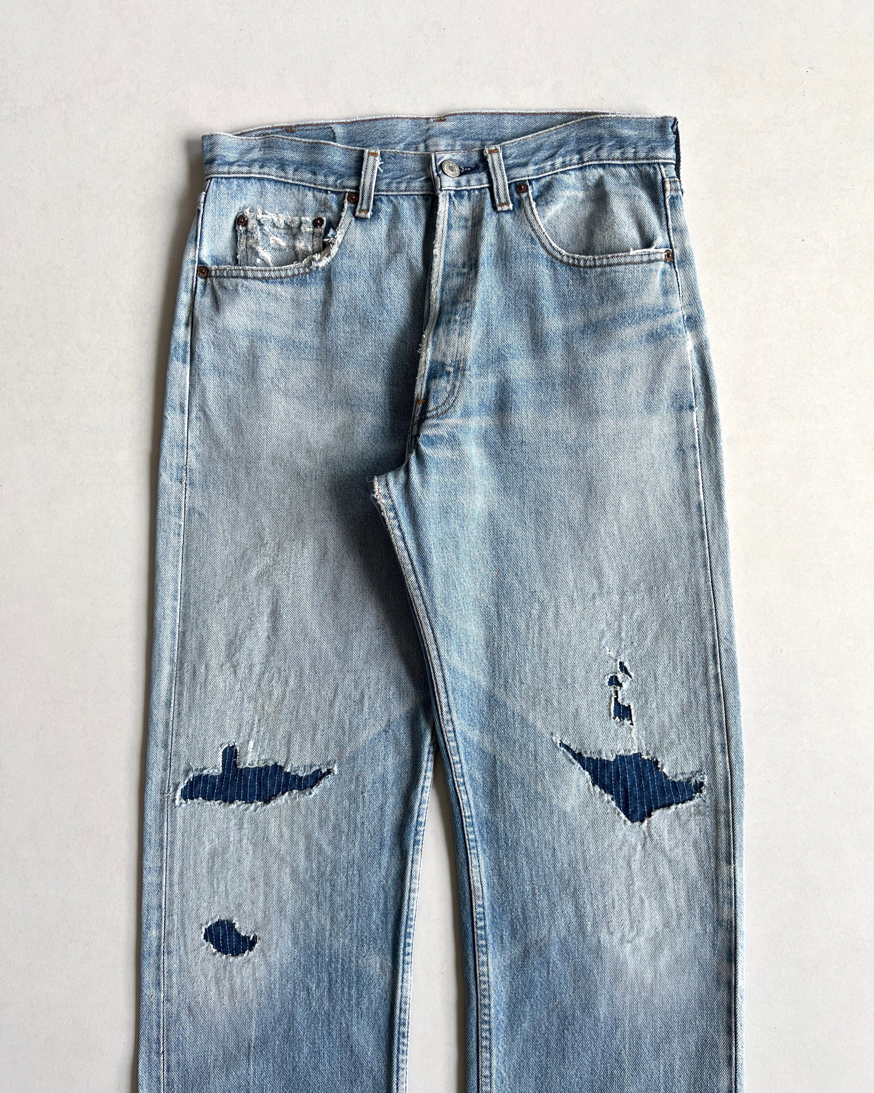 1980S FADED LEVI'S 501 REPAIRED JEANS (31)