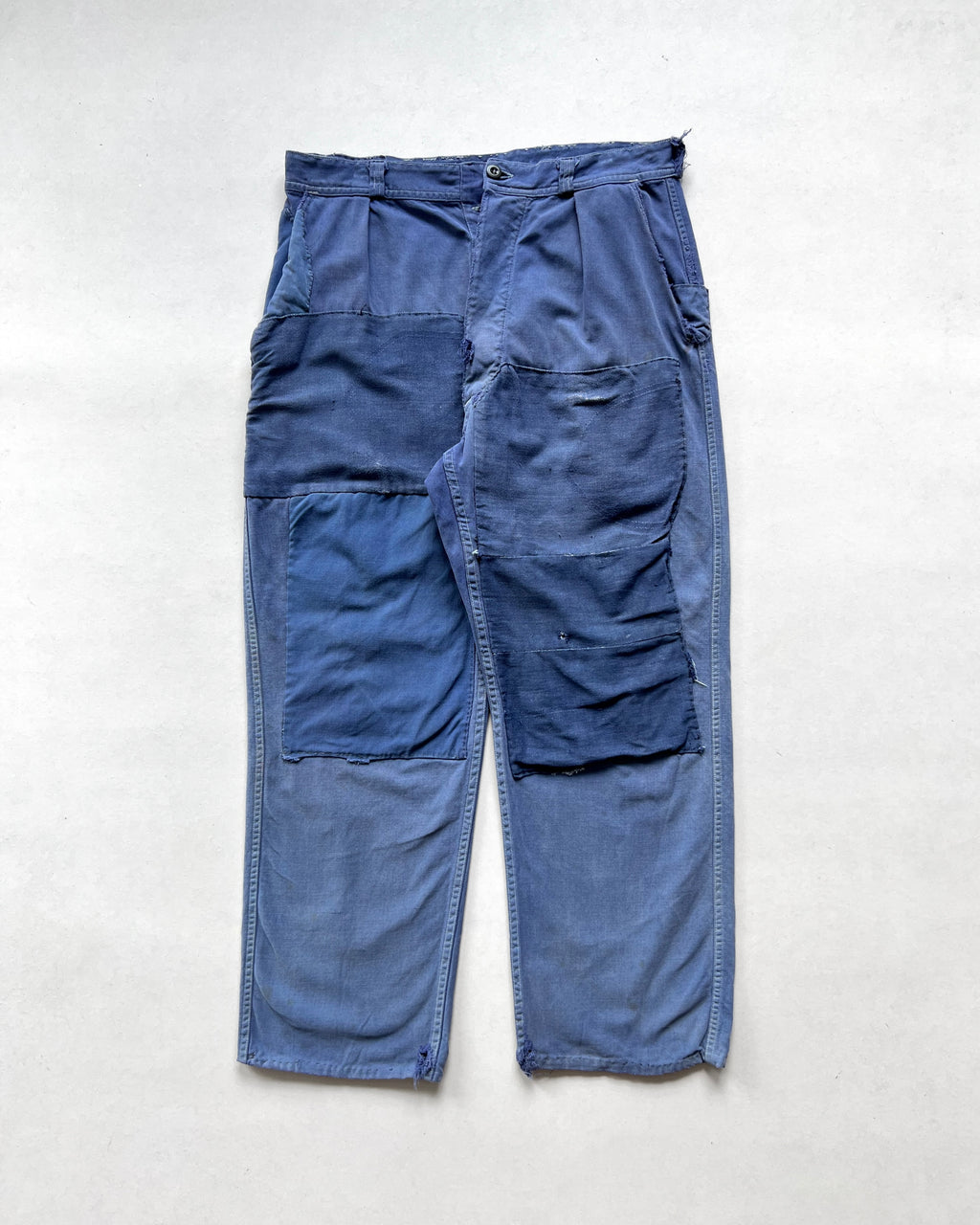 1950S FADED INDIGO FRENCH REPAIRED WORK PANTS (34)