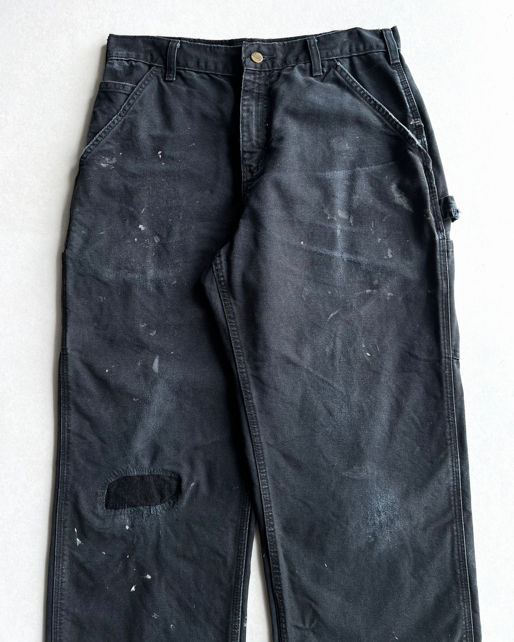 BLACK CARHARTT CARPENTER REPAIRED WORK PANTS (31X31)