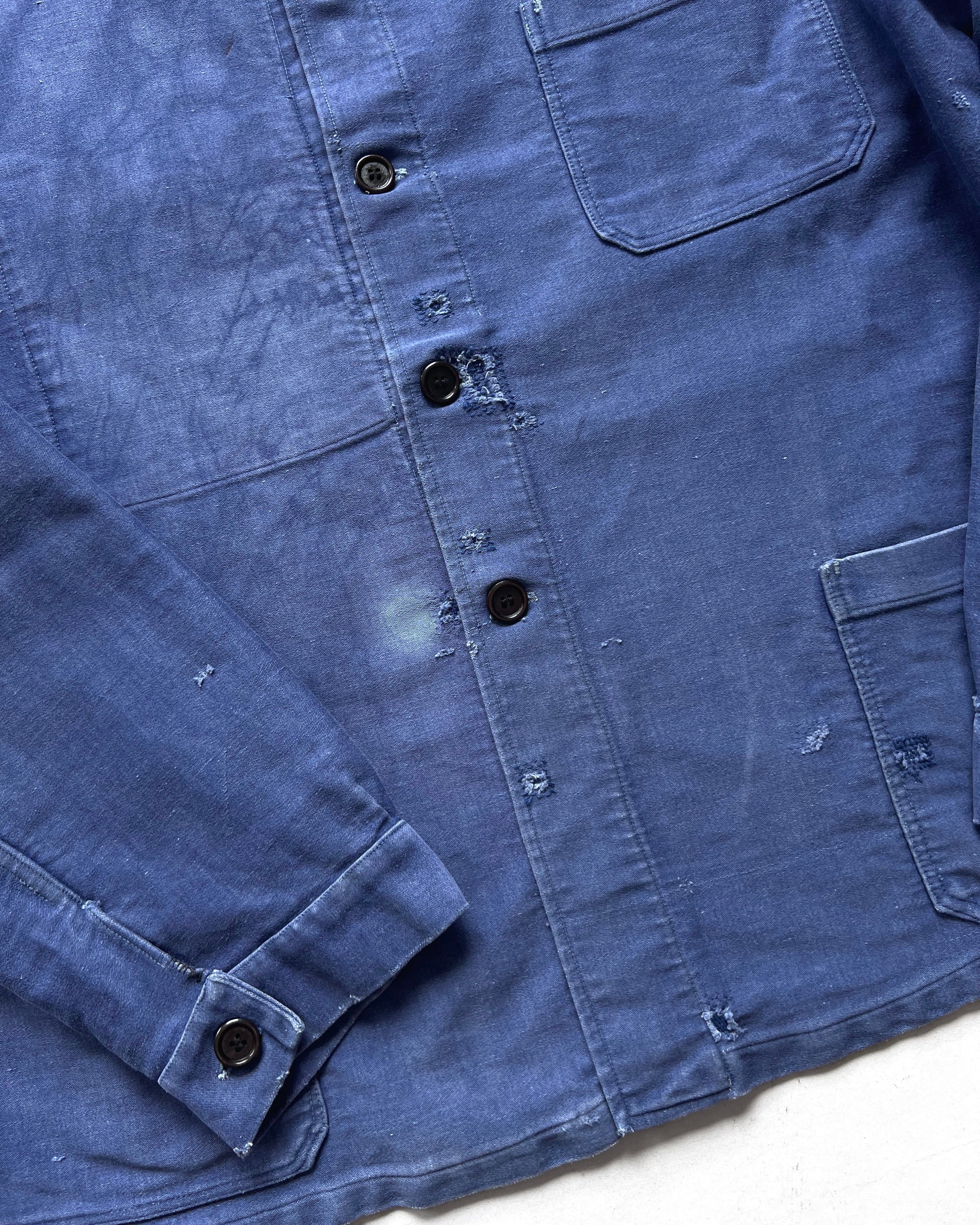 1950S FRENCH INDIGO MOLESKIN WORK JACKET (L)