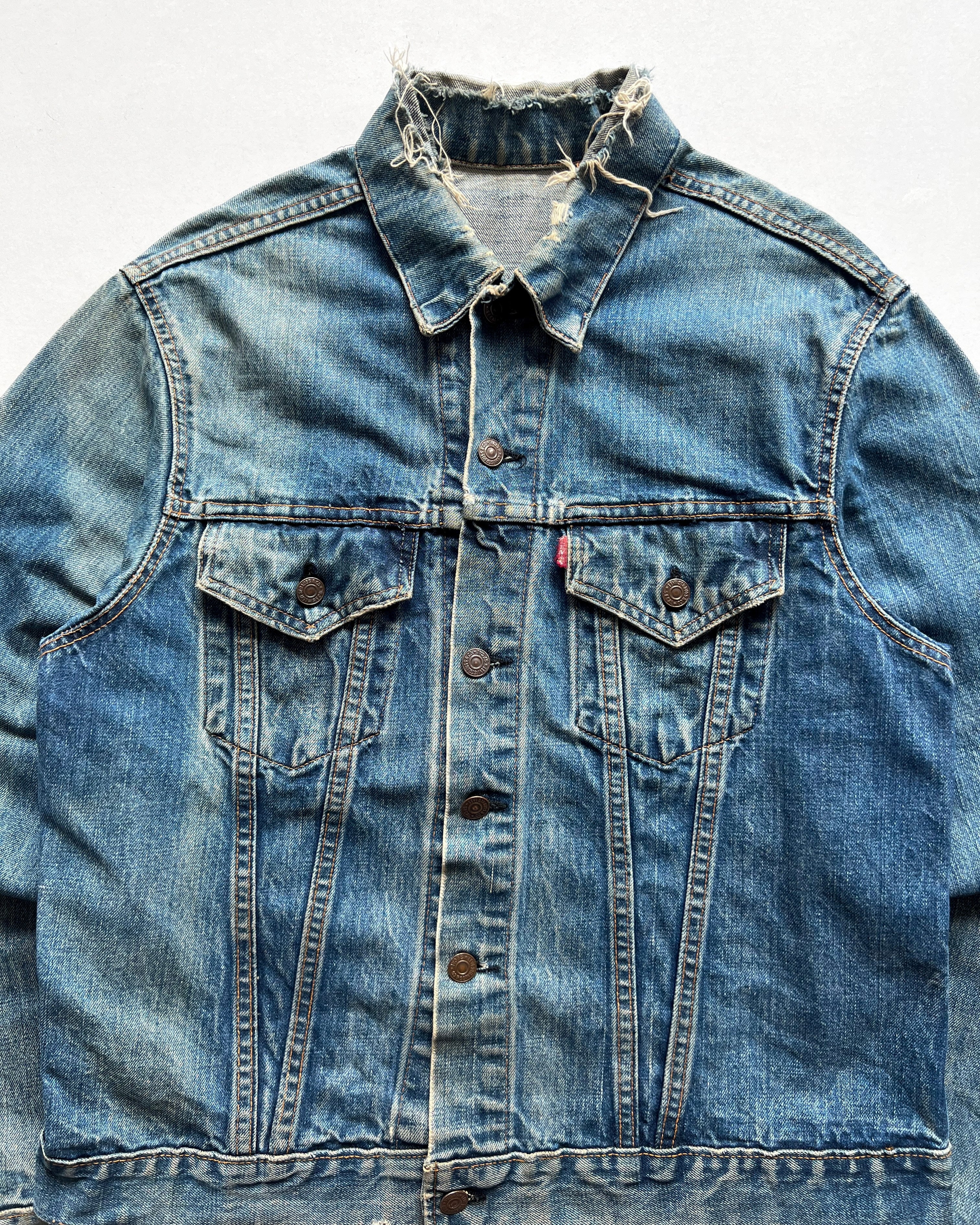 1960S SUN FADED LEVI'S BIG E TYPE III DENIM TRUCKER JACKET (L)