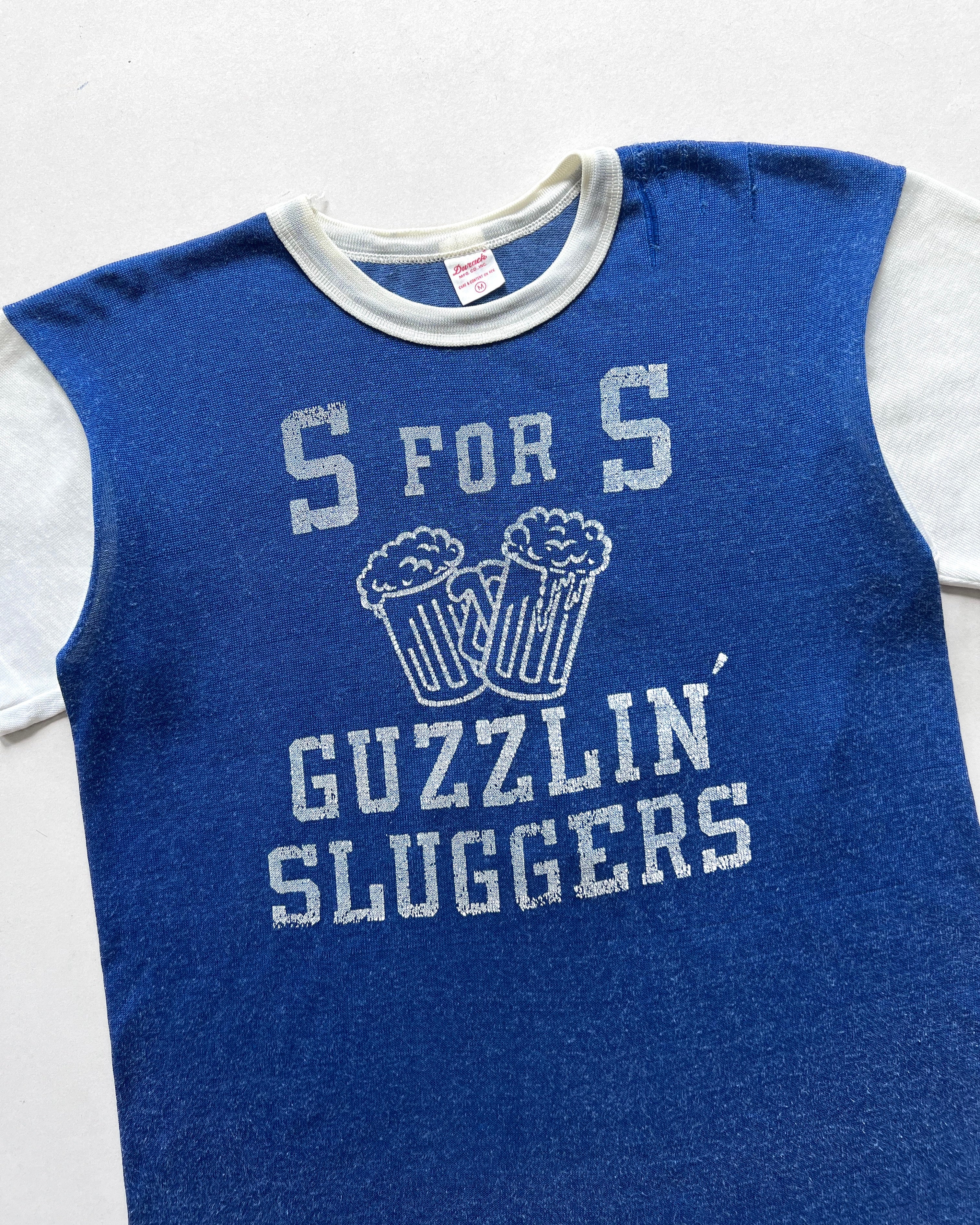 1960S DURACK 'S FOR S GUZZLIN' SLUGGERS' JERSEY TEE (M)