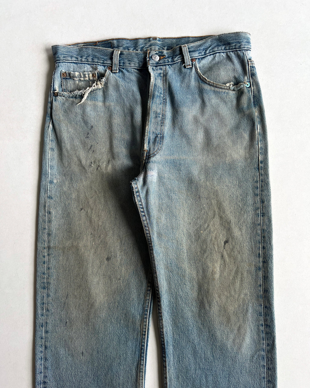 1990S MUD WASHED LEVI'S 501 SINGLE R JEANS (36)