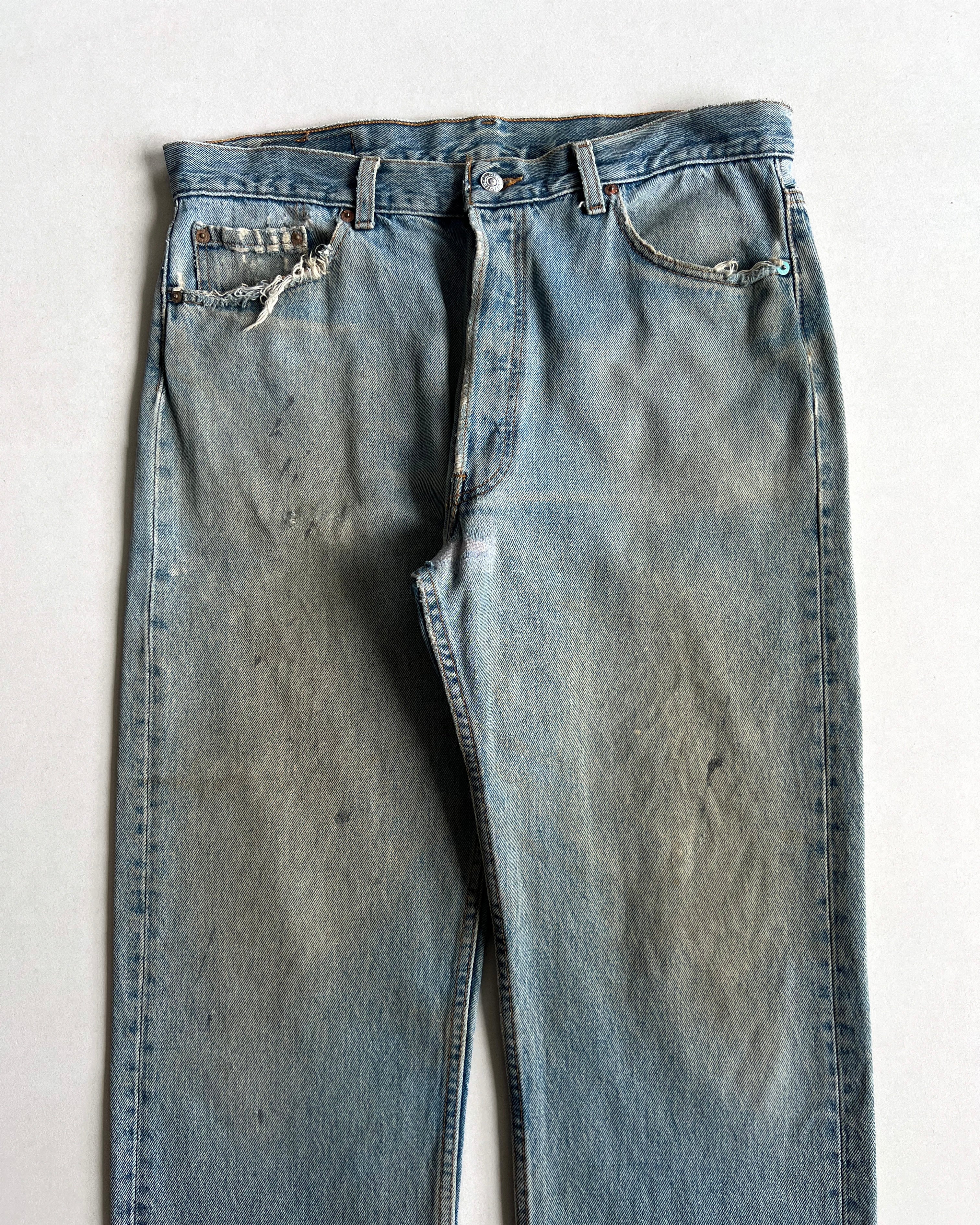 1990S MUD WASHED LEVI'S 501 SINGLE R JEANS (36)
