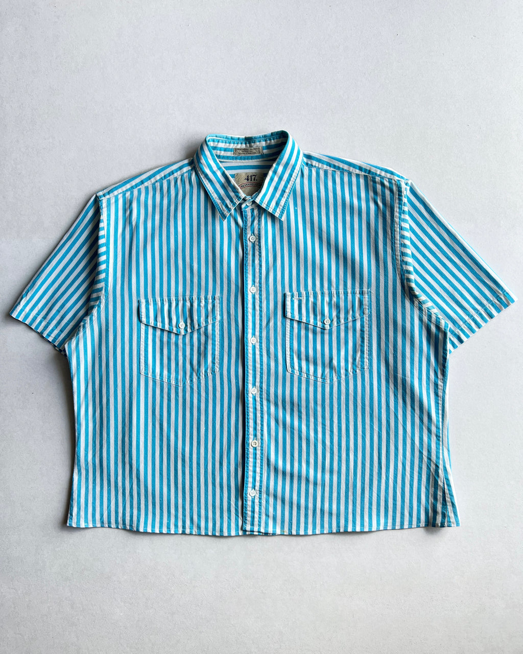 1980S VAN HEUSEN STRIPES CROPPED SHIRT (L)