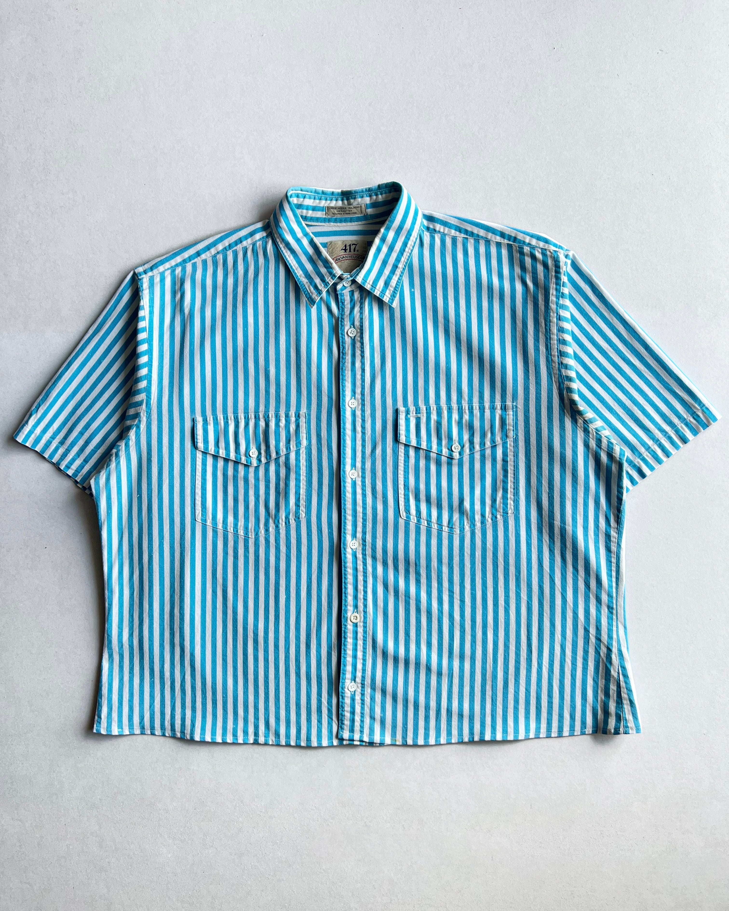 1980S VAN HEUSEN STRIPES CROPPED SHIRT (L)