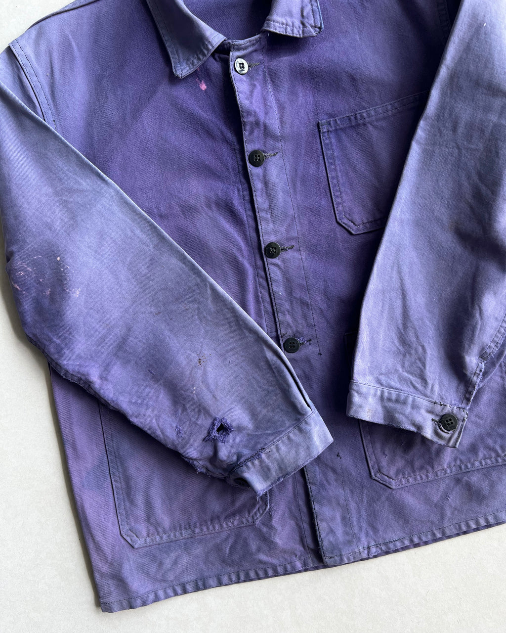 1970S SUN FADED PURPLE FRENCH WORK CHORE JACKET (L)