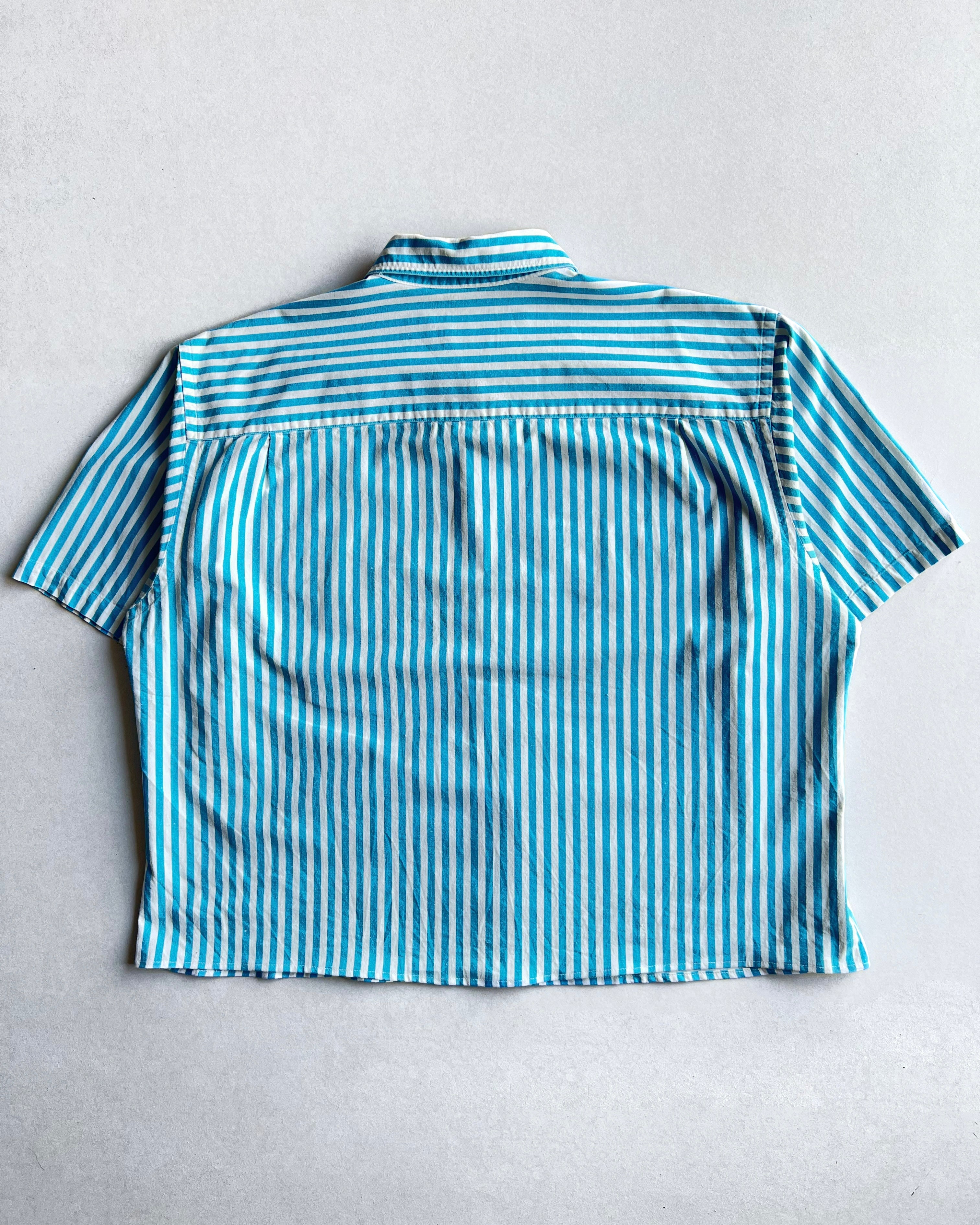1980S VAN HEUSEN STRIPES CROPPED SHIRT (L)