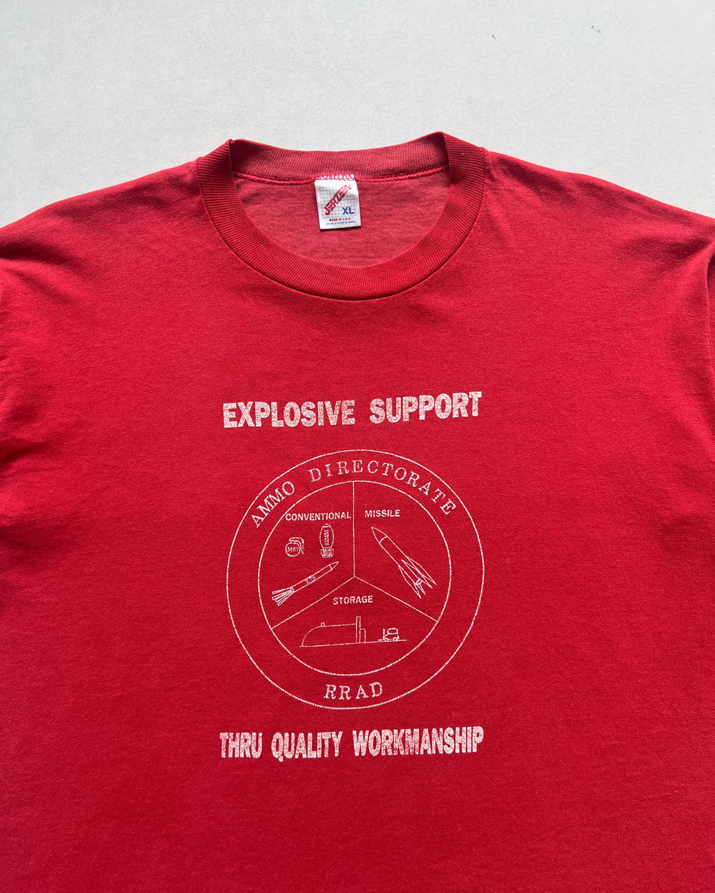 1990S 'EXPLOSIVE SUPPORT THRU QUALITY WORKMANSHIP' TEE (XL)