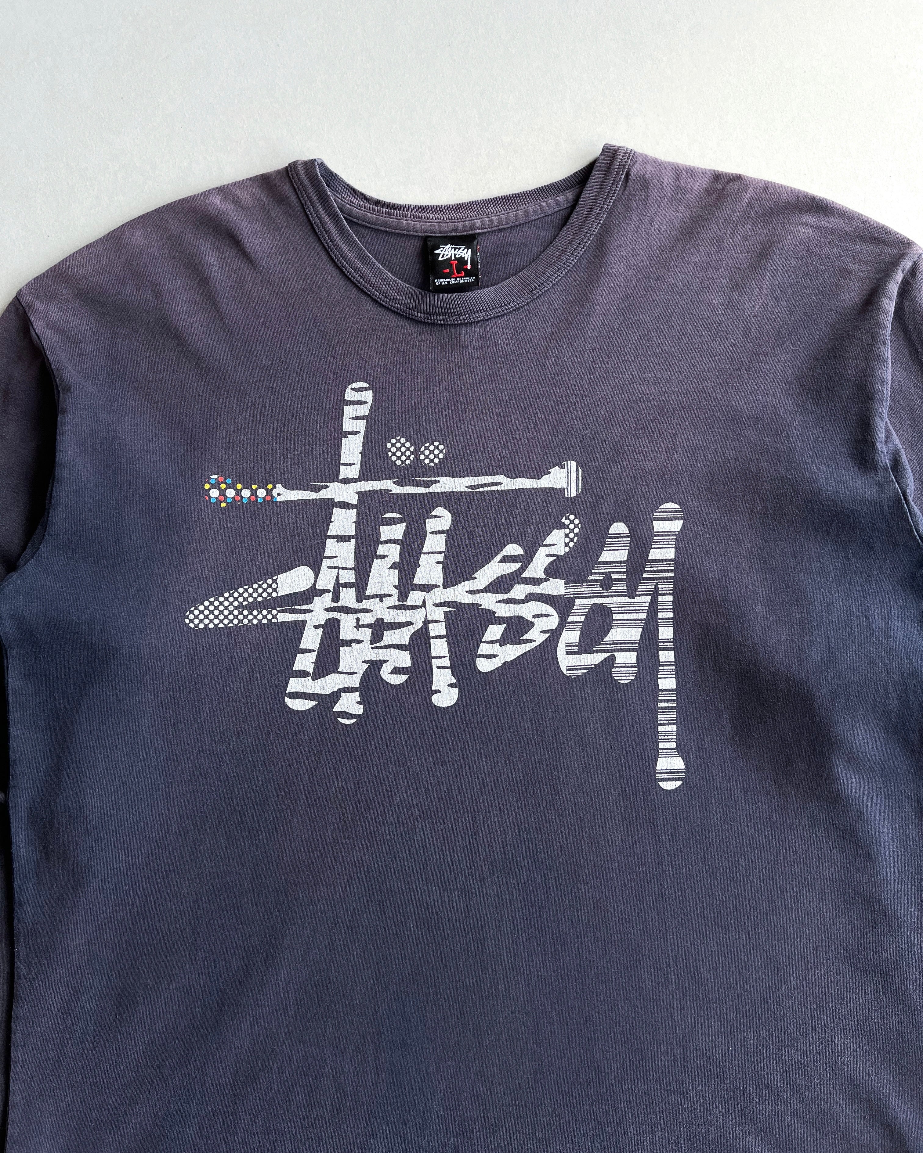 2000S SUN FADED STUSSY LOGO LONGSLEEVES TEE (L)