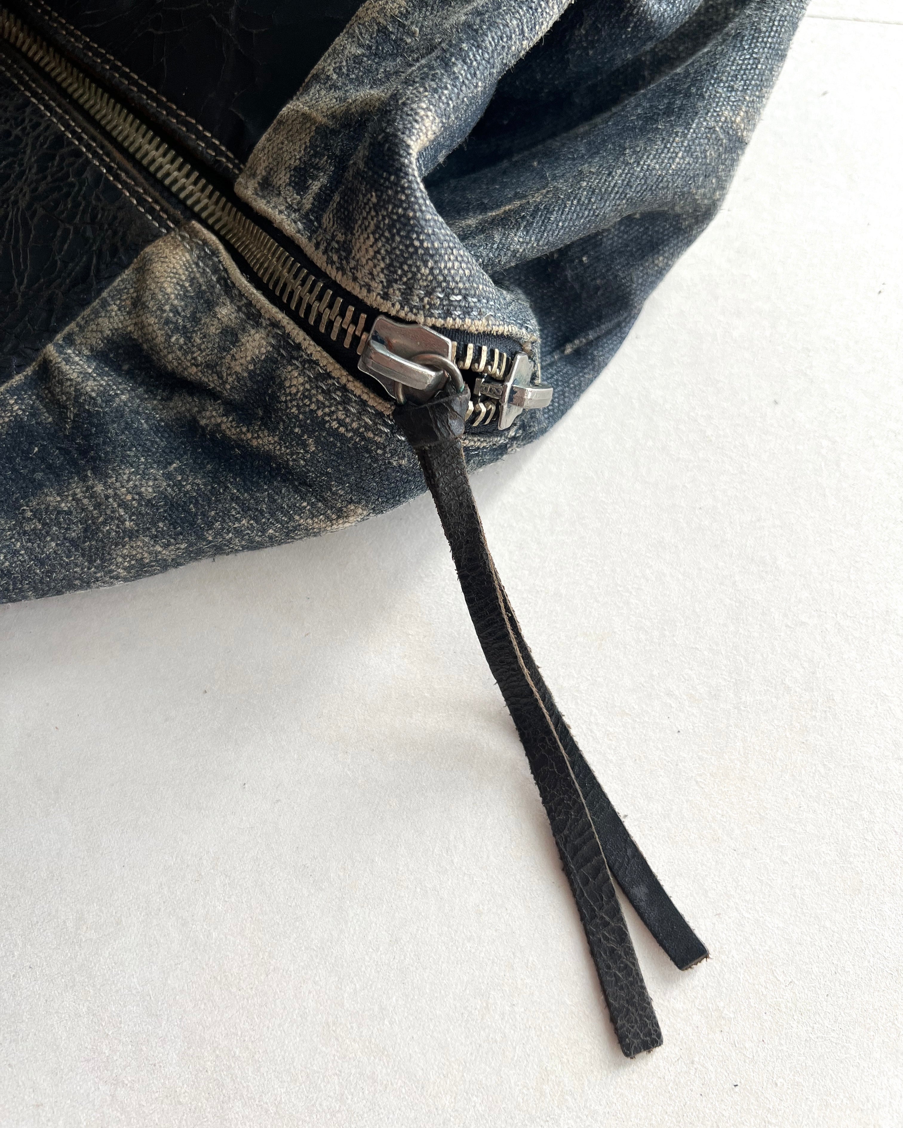 SAISEI VINTAGE REMAKE LEATHER/LINEN BAG (OS)