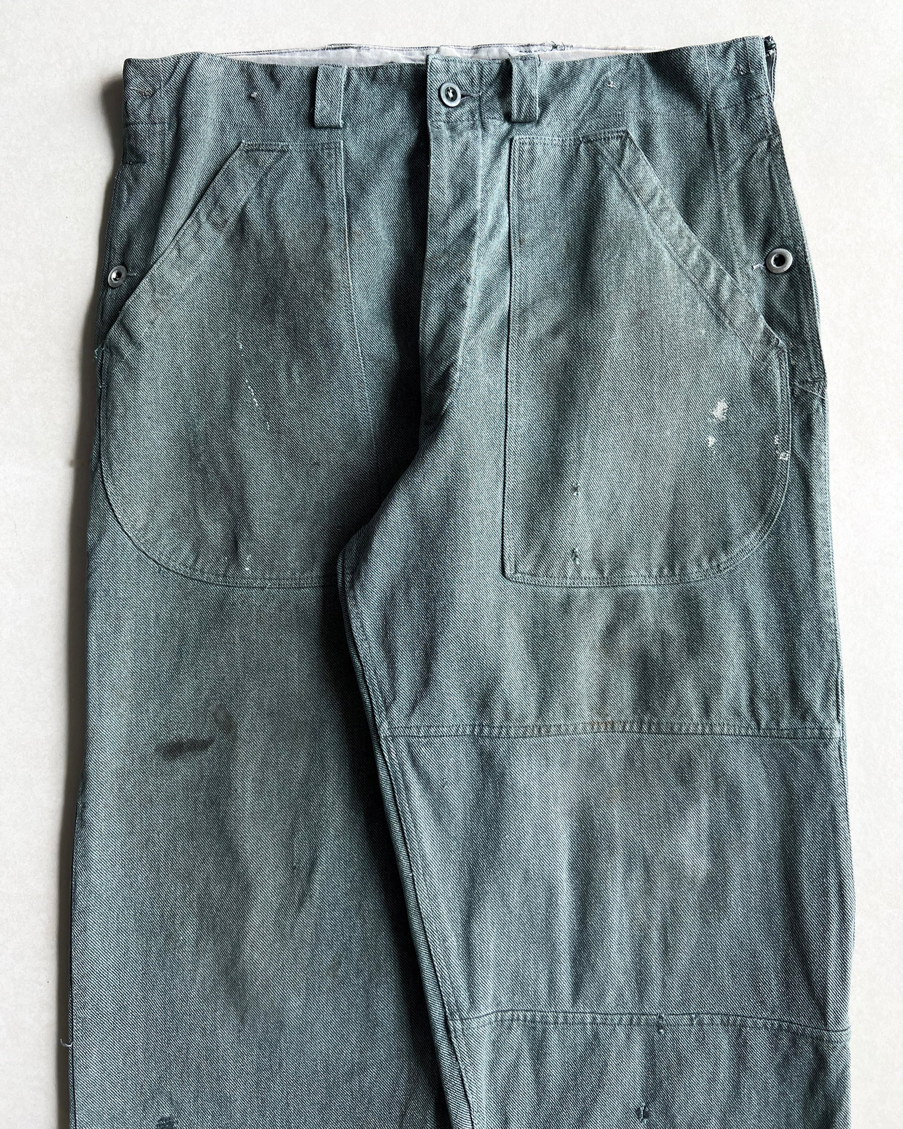 1960S SALT AND PEPPER SINGLE KNEE FRENCH BAKER PANTS (36X31)