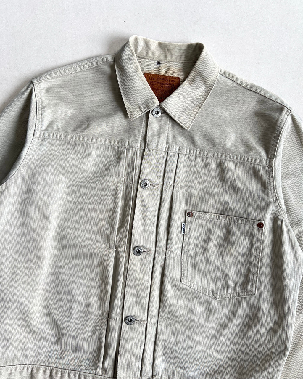1980S WHITE LEVI'S BIG E TYPE I JACKET (M)