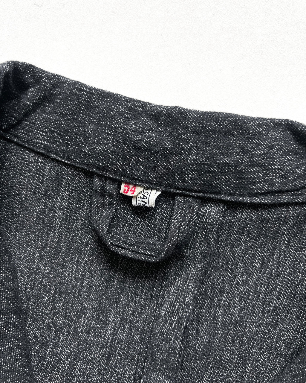 1940S FRENCH SALT & PEPPER CHAMBRAY ATELIER COAT (L)