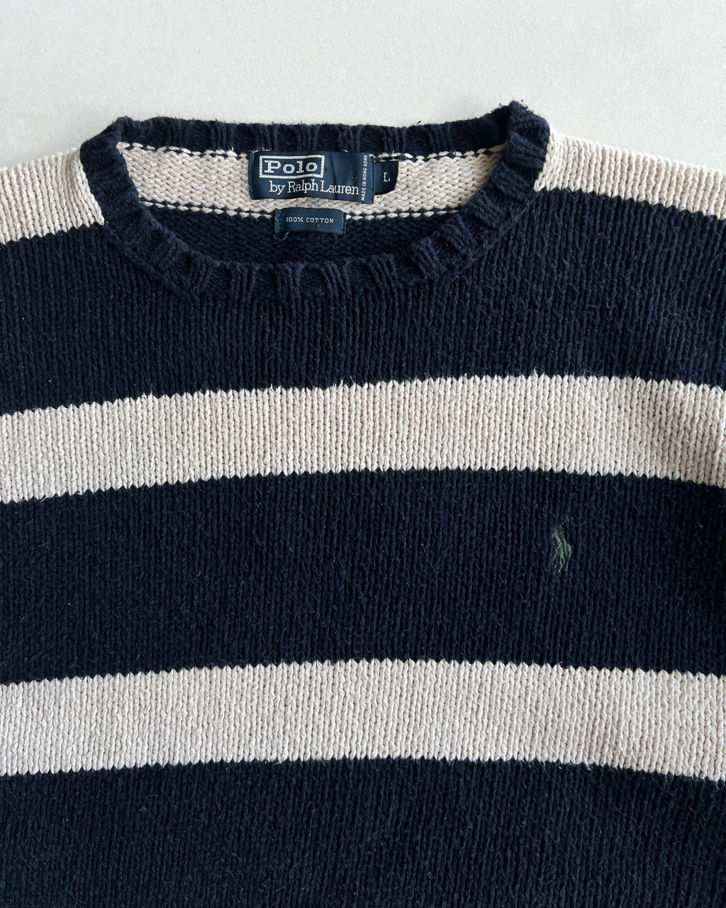 1980S RALPH LAUREN STRIPES KNIT SWEATER (L)