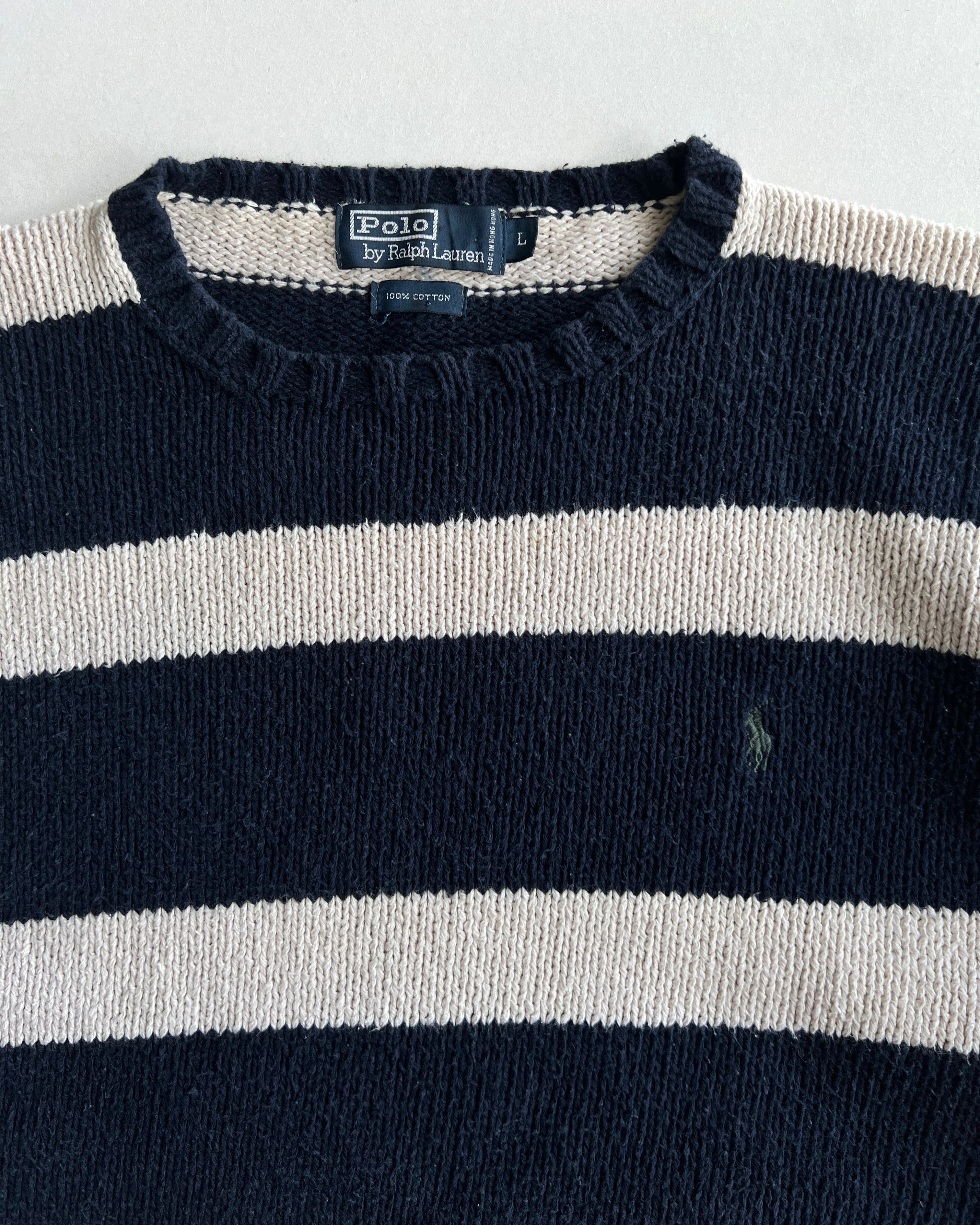 1980S RALPH LAUREN STRIPES KNIT SWEATER (L)