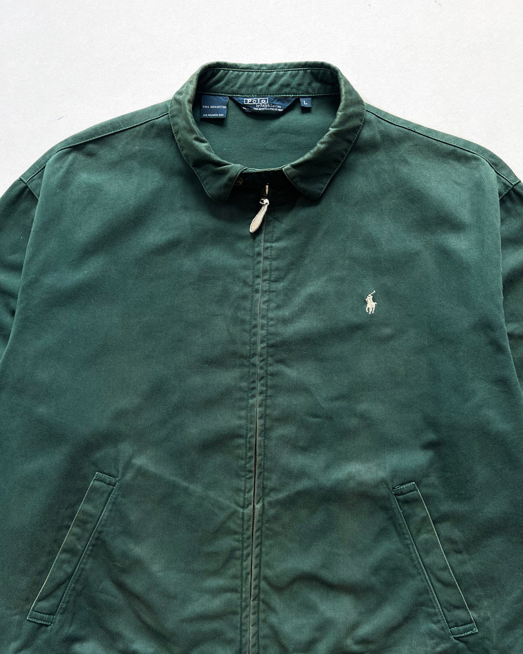 1990S EMERALD GREEN POLO RALPH LAUREN HARRINGTON JACKET (L)