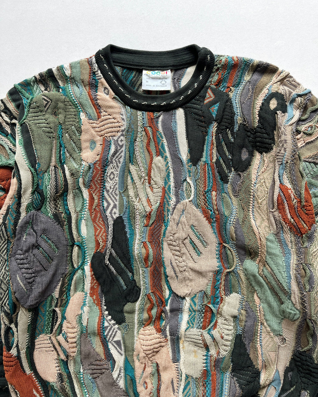 1980S COOGI EARTH TONE 3D KNIT SWEATER (M)