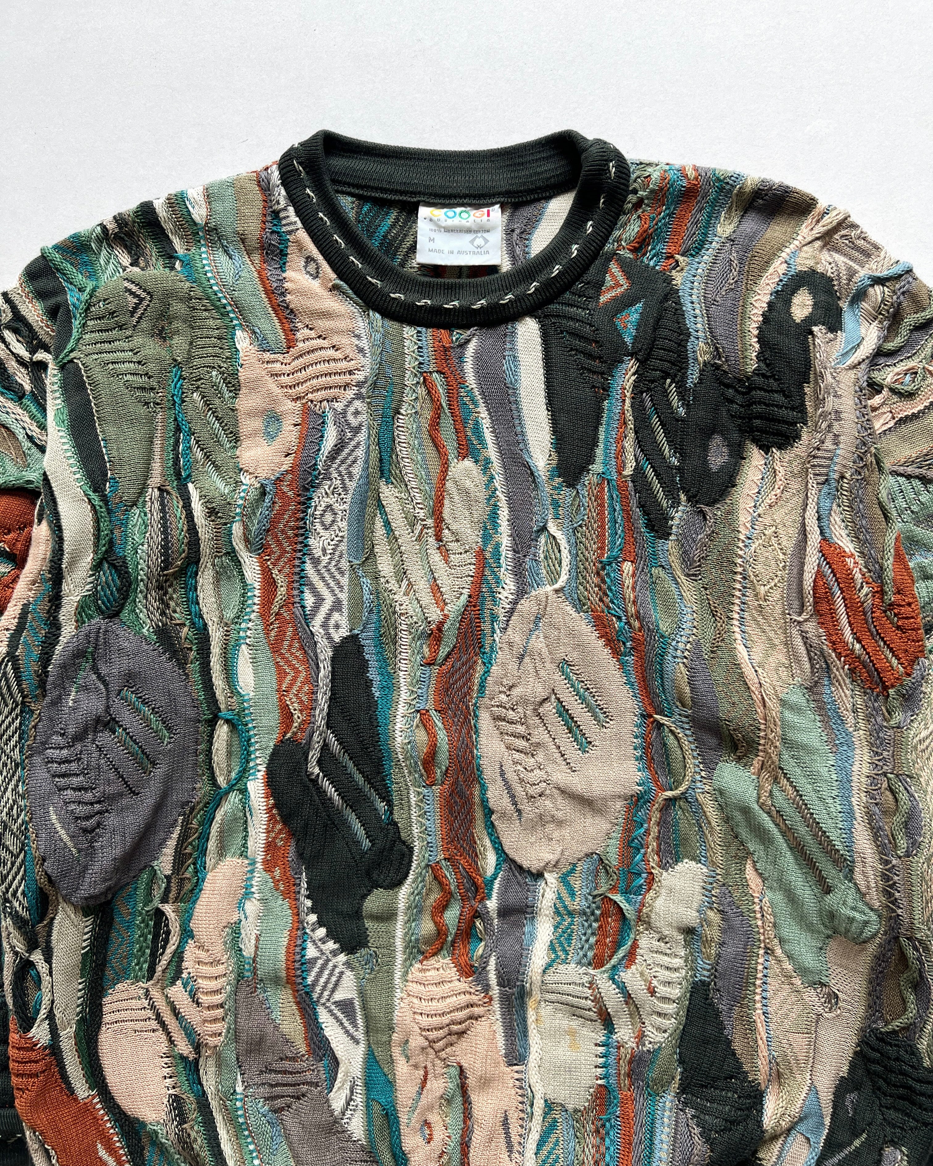 1980S COOGI EARTH TONE 3D KNIT SWEATER (M)