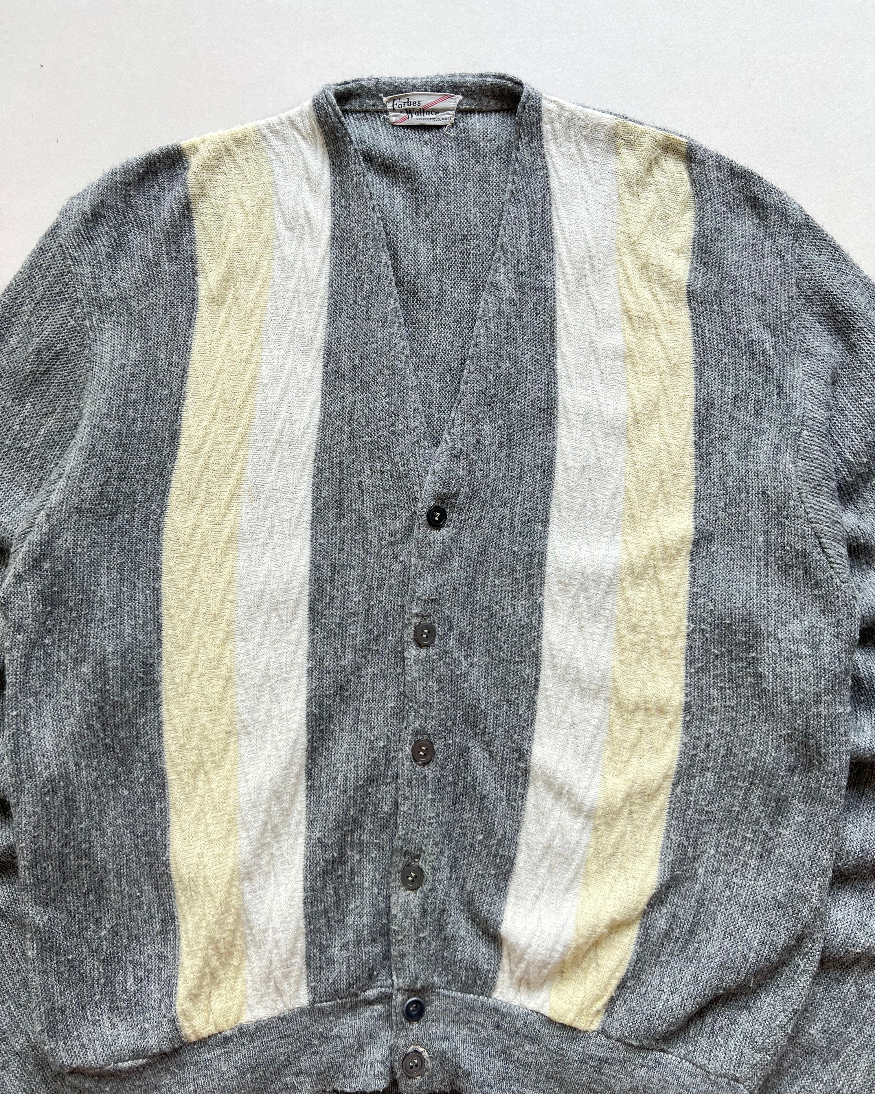 1960S GREY THREE-TONE ACRYLIC CARDIGAN (L)