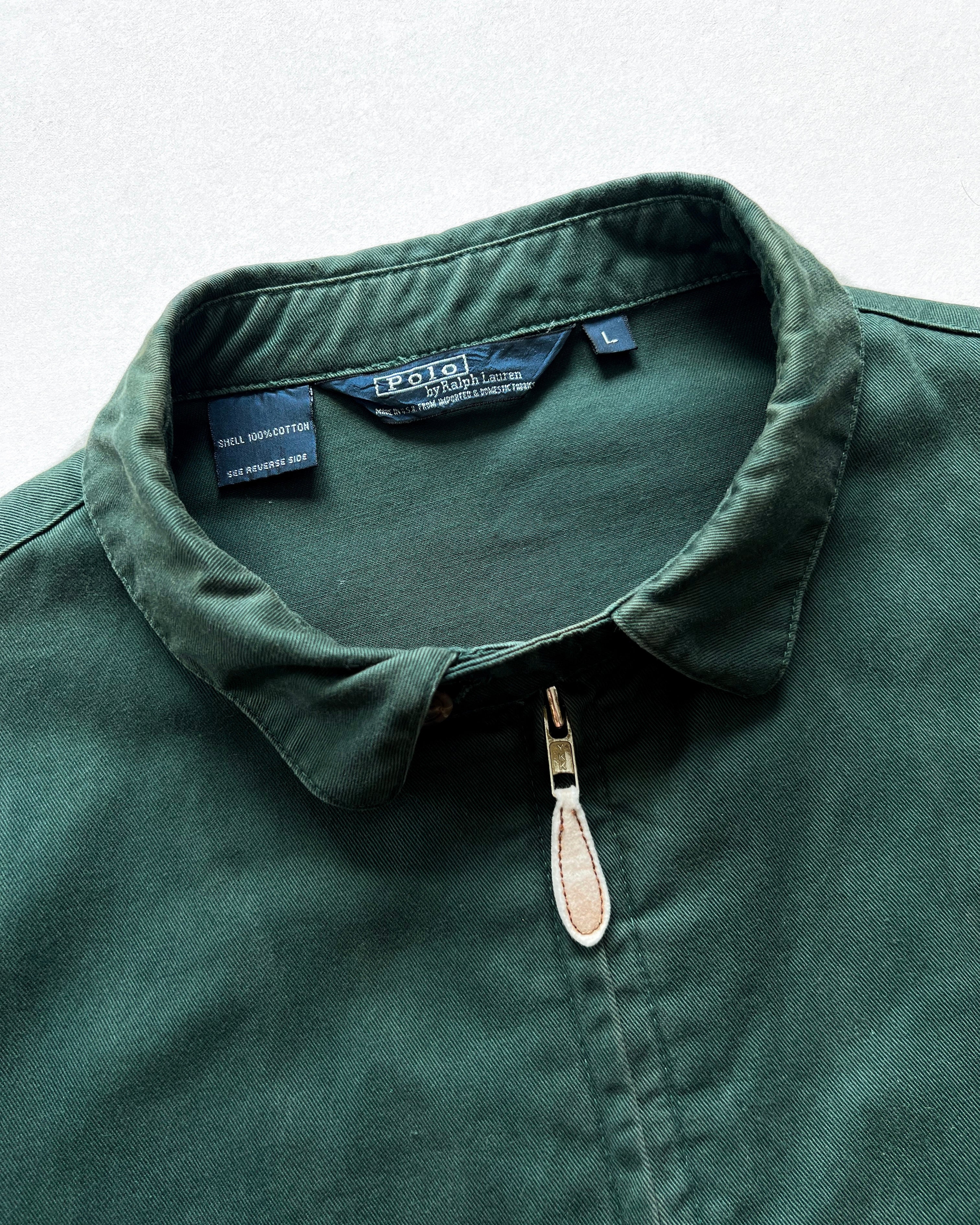 1990S EMERALD GREEN POLO RALPH LAUREN HARRINGTON JACKET (L)