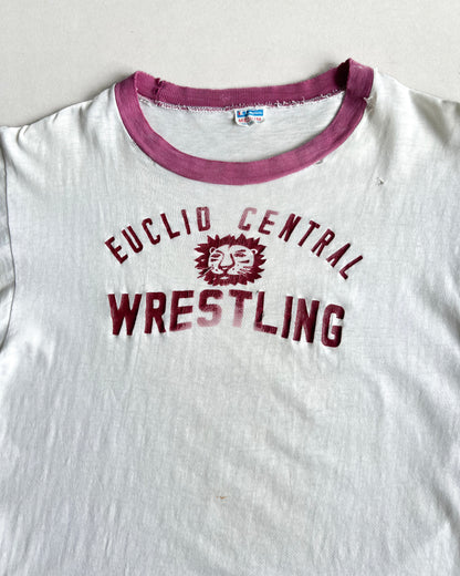 1970S CHAMPION 'EUCLID CENTRAL WRESTLING' BLUE BAR TEE (M)