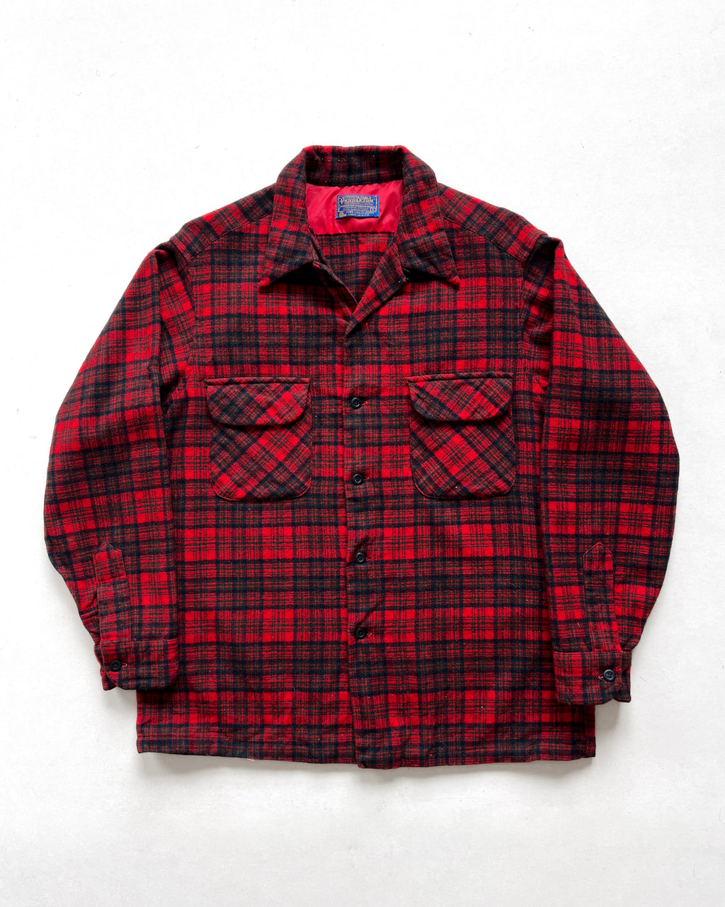 1970S PENDLETON LOOP COLLAR WOOL PLAID SHIRT (L)
